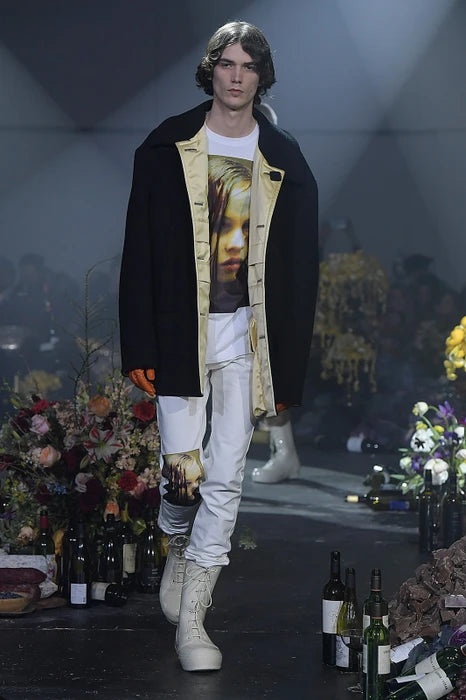 Raf Simons aw18 cream Christian f. jeans with wet hair 30