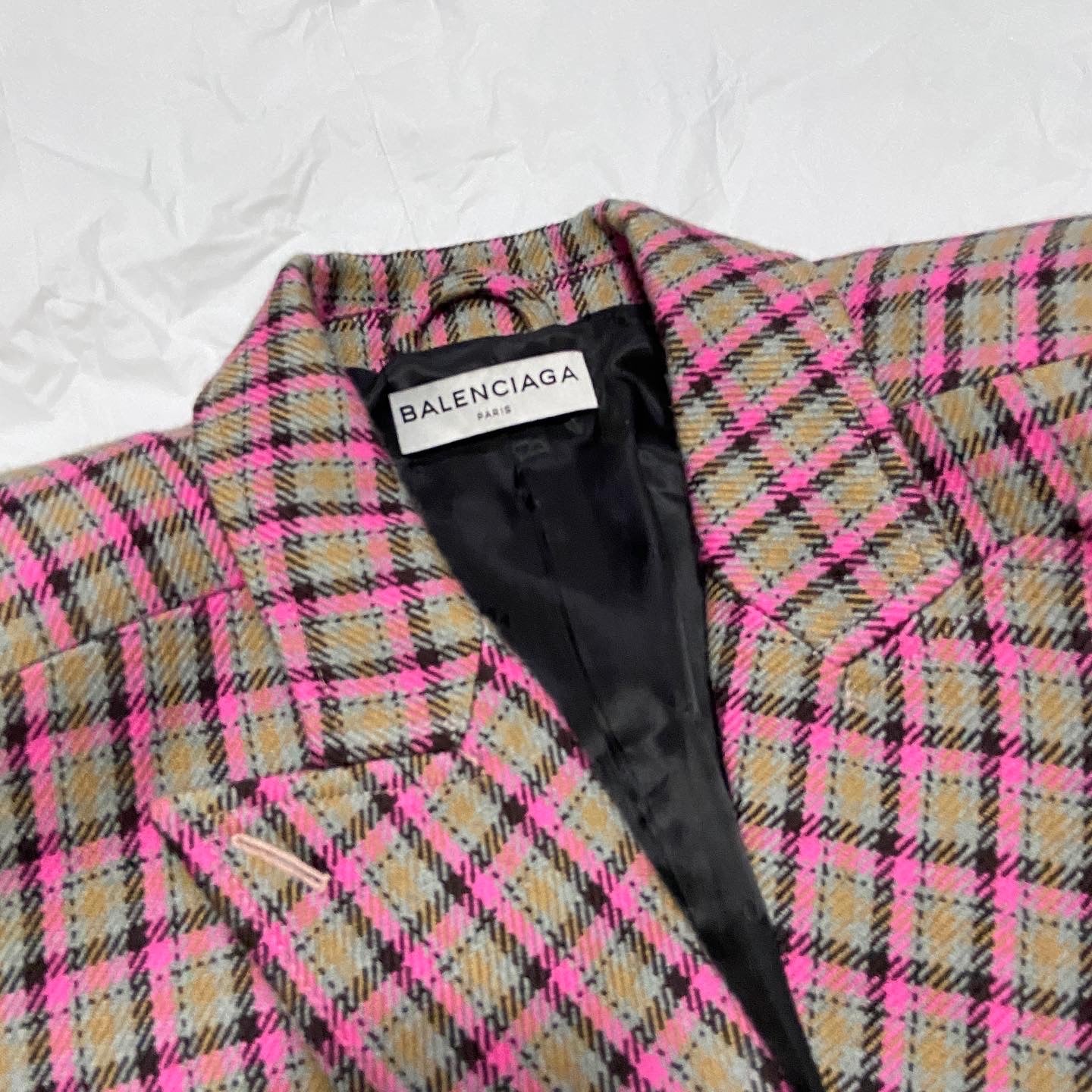 Balenciaga pink tweed hourglass blazer jacket 36
