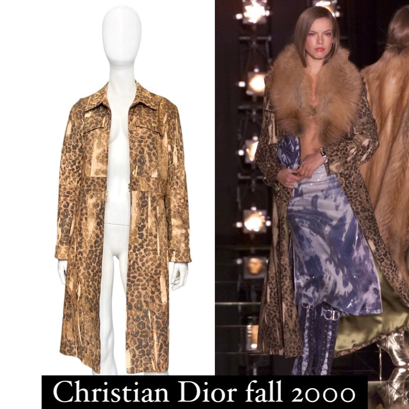 Christian Dior fall 2000 Galliano leopard print denim coat