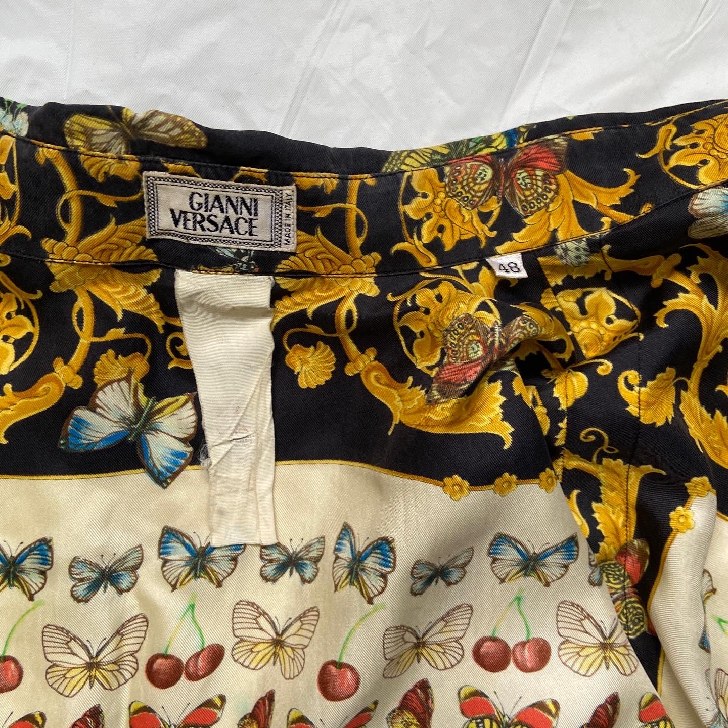 Gianni versace ss1995 butterfly print silk shirt