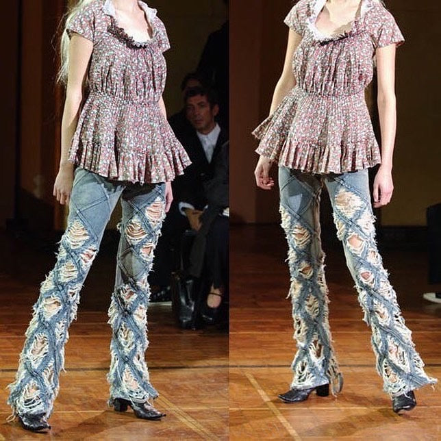 Junya Watanabe 2004 Man pink diamond cut flared jeans ss02 2002