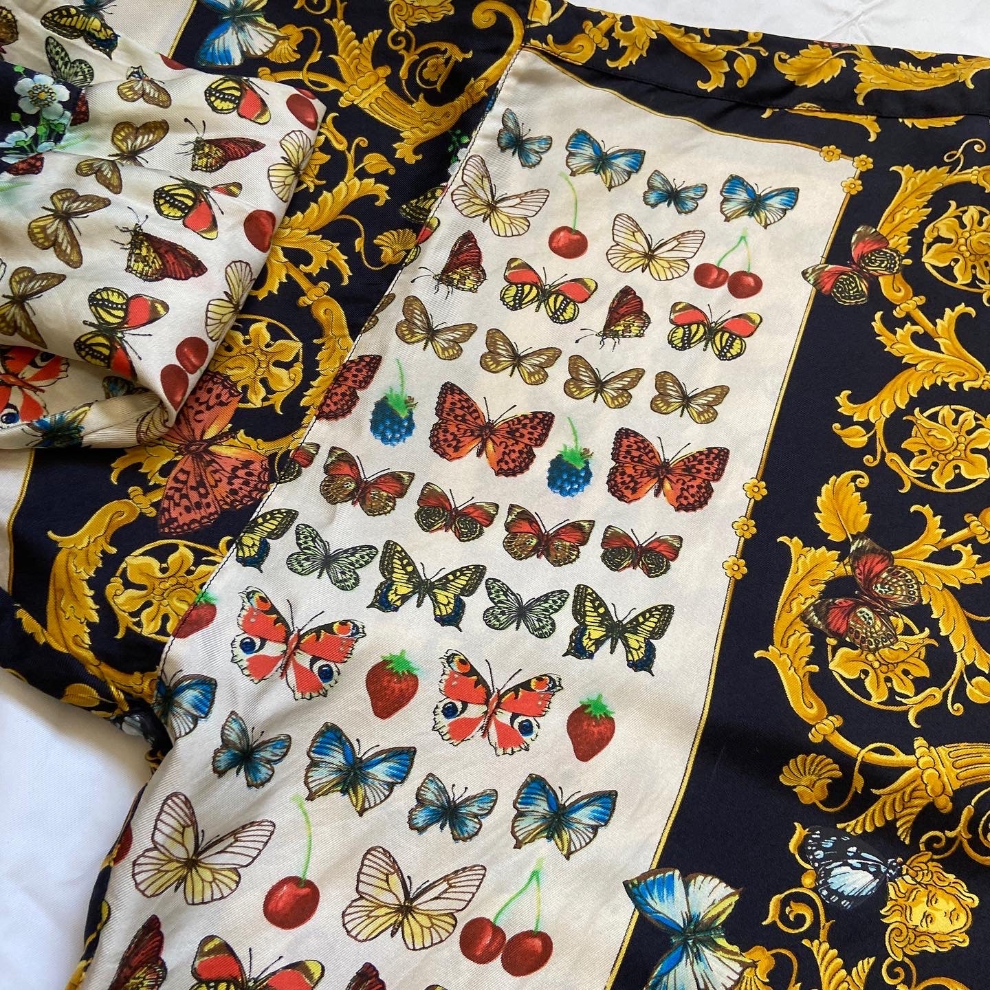 Gianni versace ss1995 butterfly print silk shirt