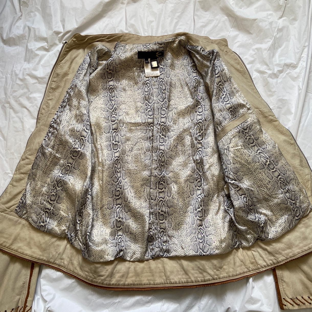 Roberto Cavalli lambskin indian tribal embossed leather jacket 50