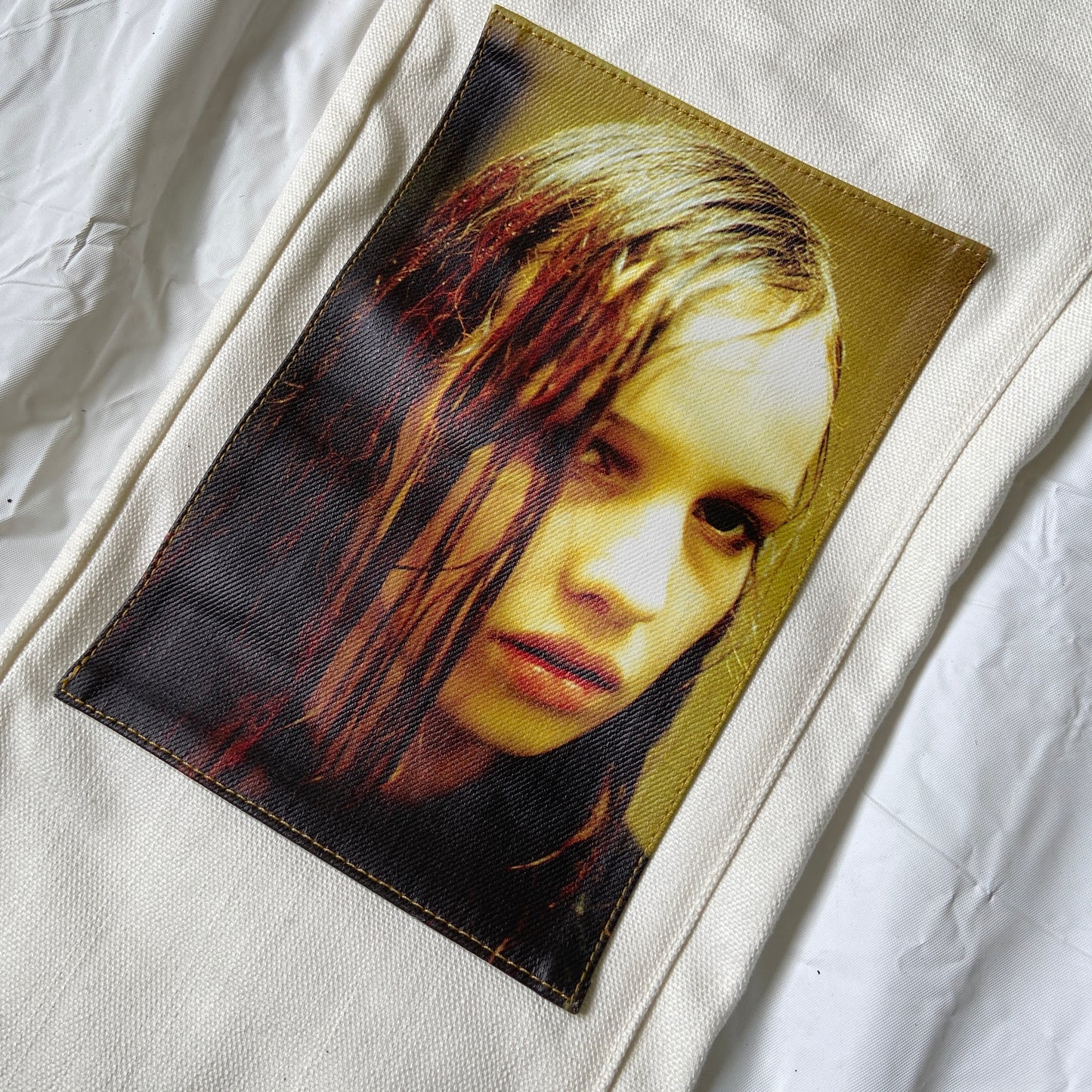 Raf Simons aw18 cream Christian f. jeans with wet hair 30