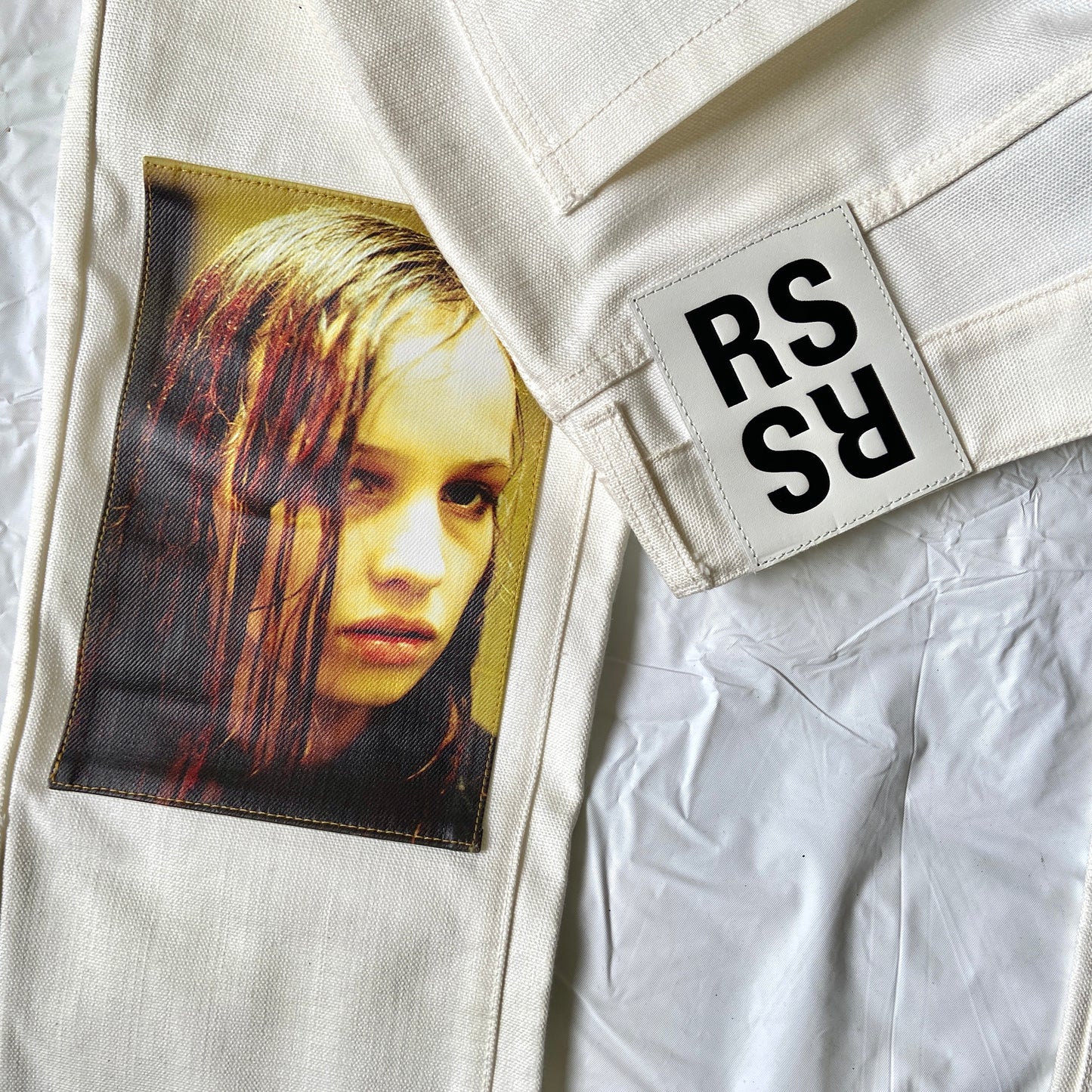 Raf Simons aw18 cream Christian f. jeans with wet hair 30