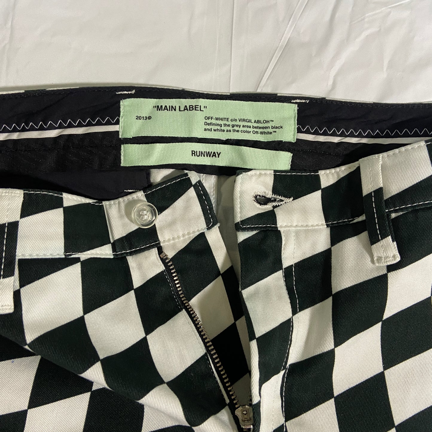 Off-White fall 2017 Runway checker leaf chino pants 31