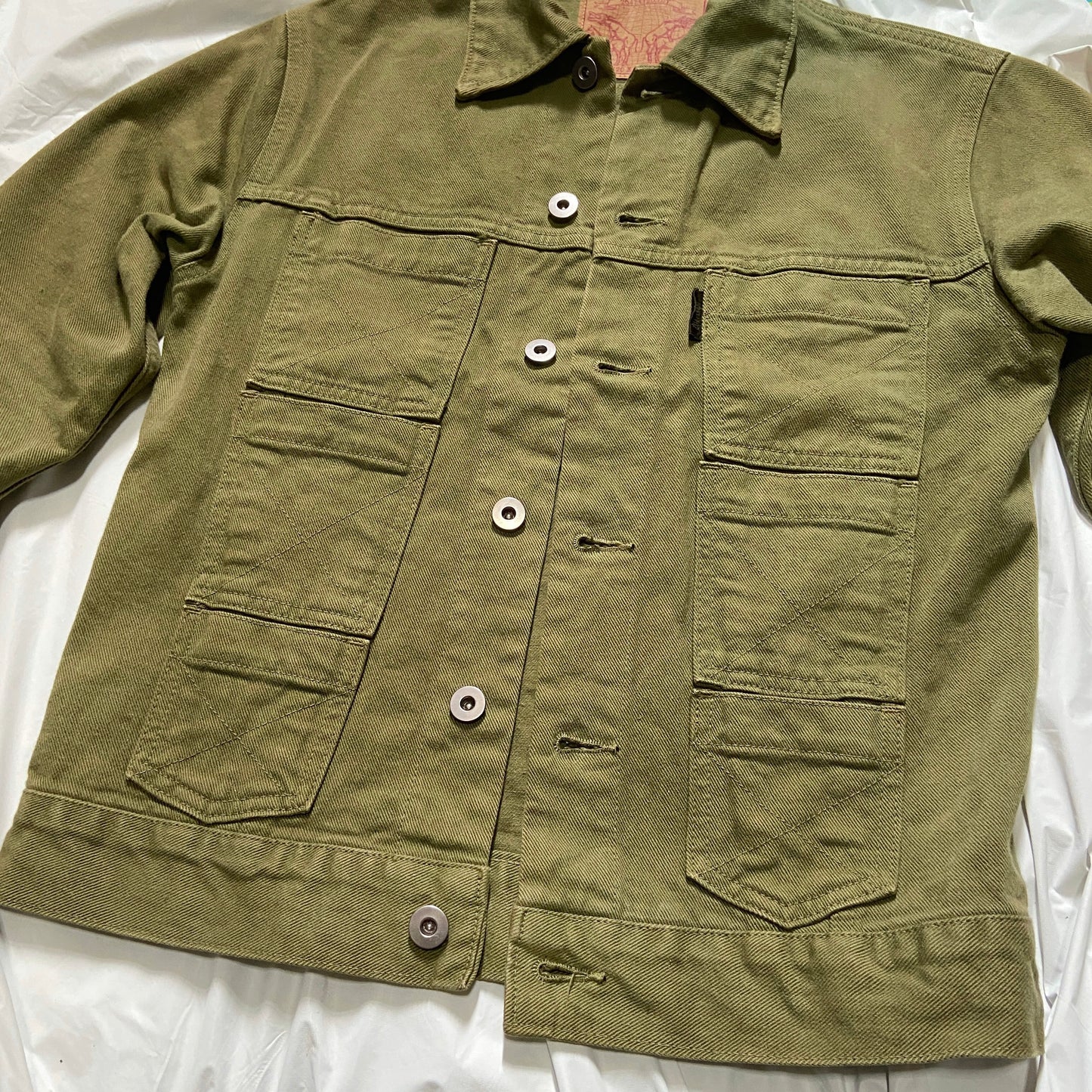 20471120 double sex green six pocket denim jacket M