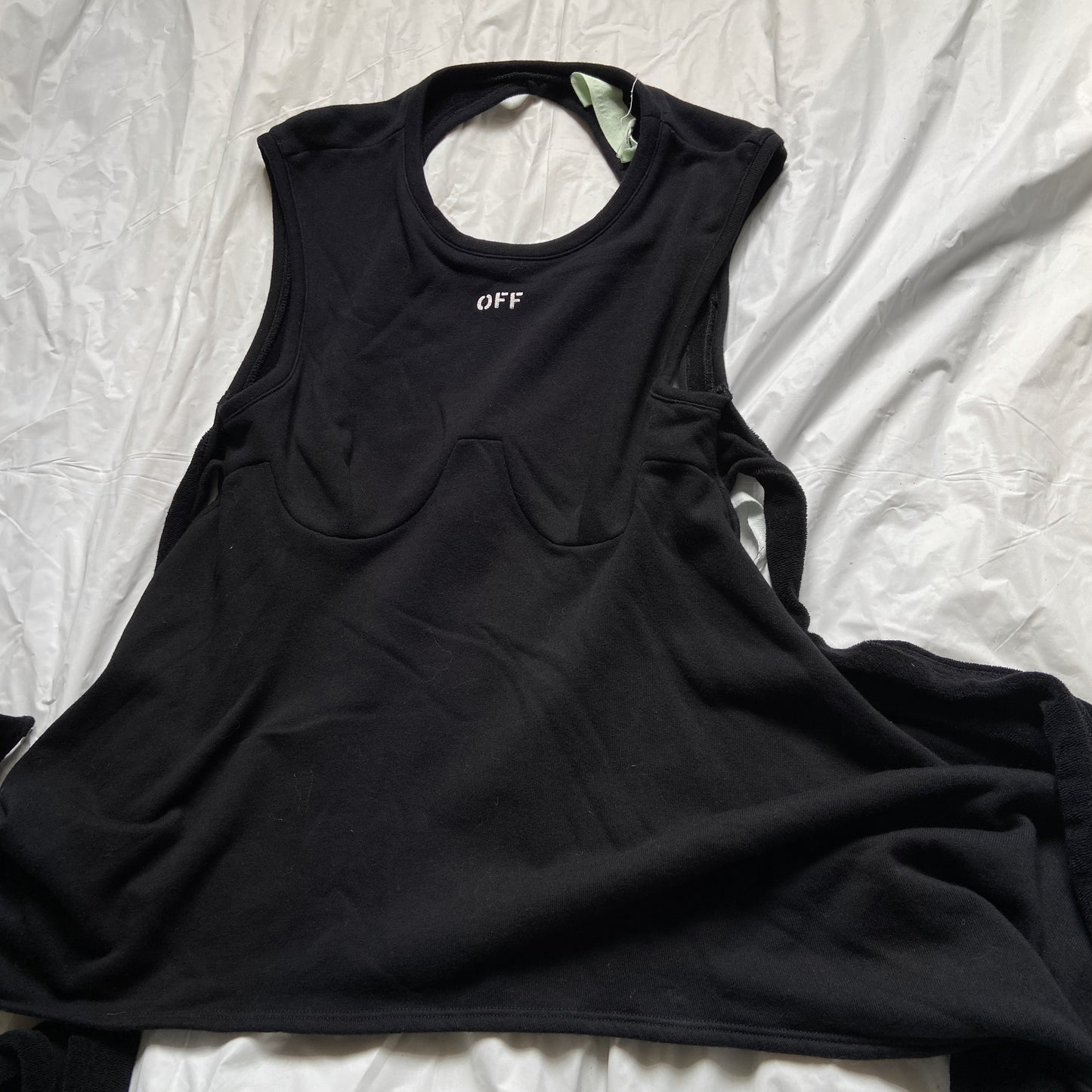 Off White logo open back drape wrap tank top