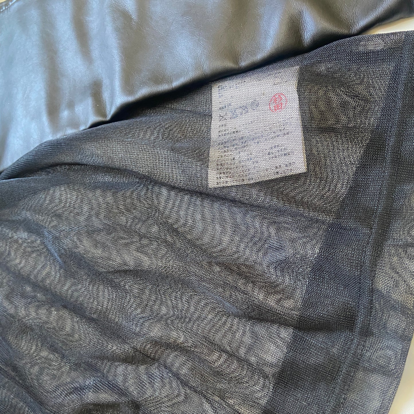 Junya Watanabe fw20 black mesh top with leather sleeves S