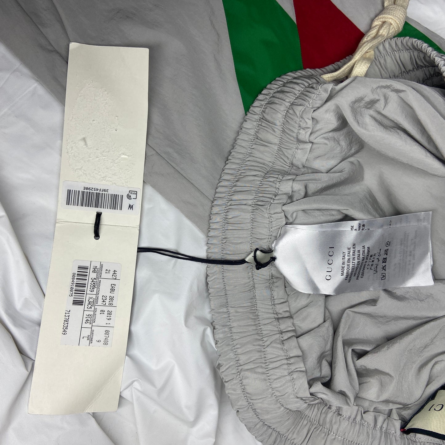 GUCCI silver & Web-Stripe Trackpants logo L