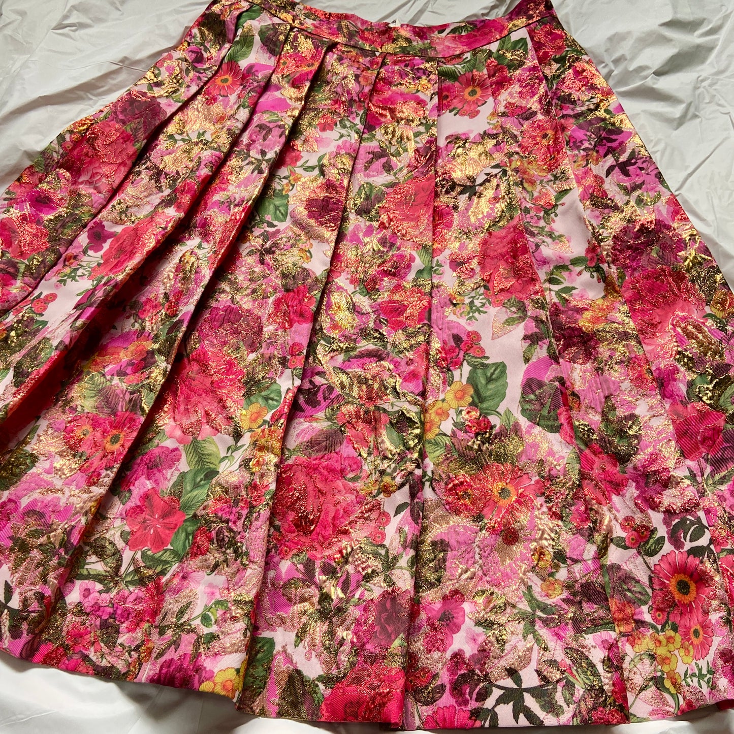 Comme des garçons ss20 floral jacquard gold pink round skirt 31
