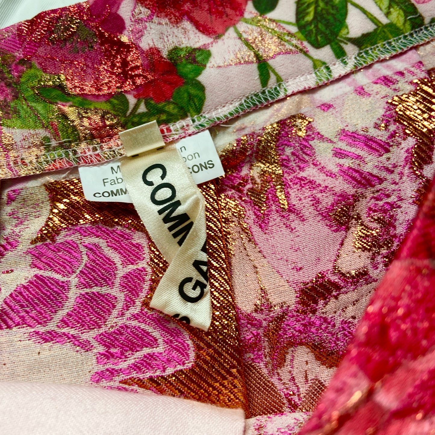 Comme des garçons ss20 floral jacquard gold pink round skirt 31