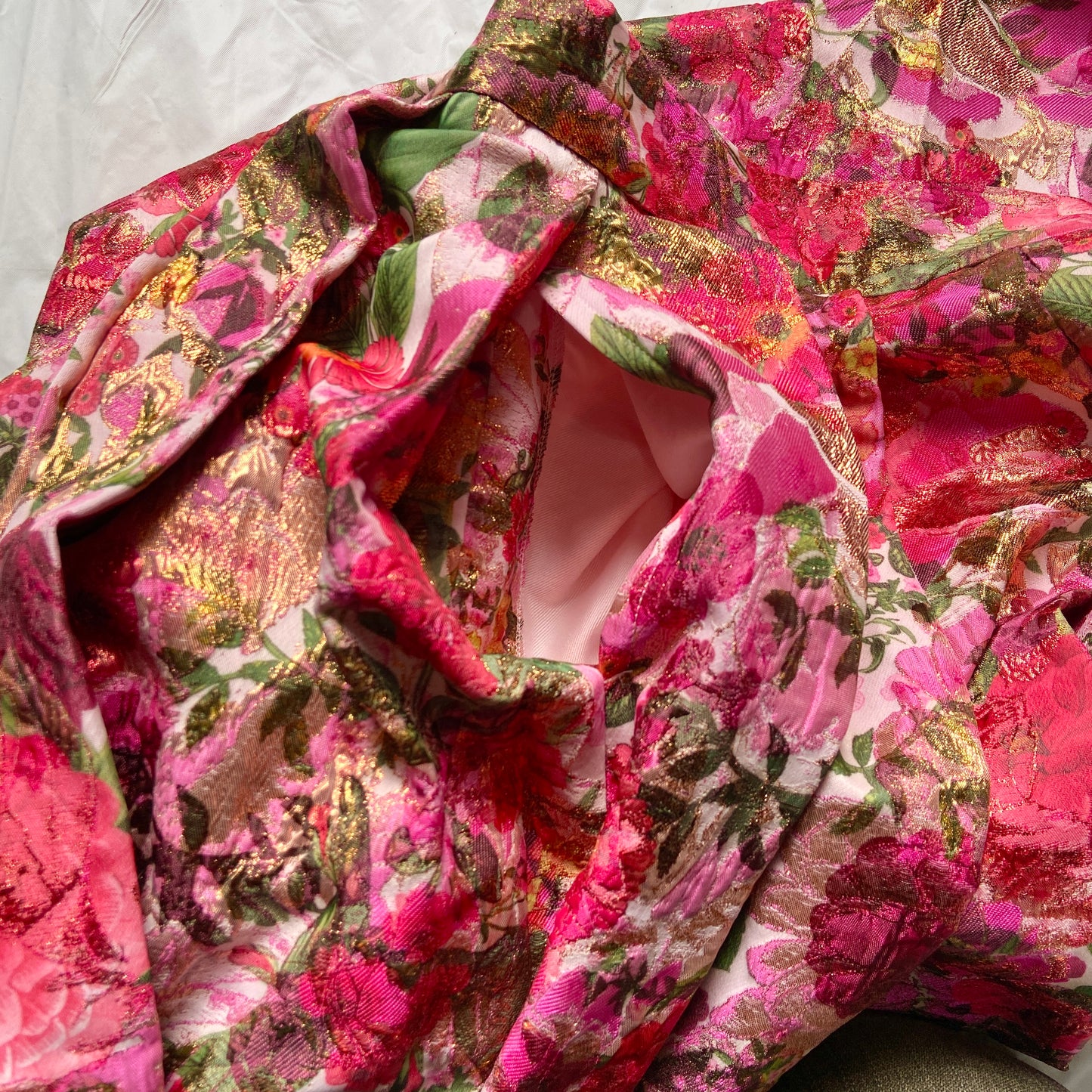 Comme des garçons ss20 floral jacquard gold pink round skirt 31