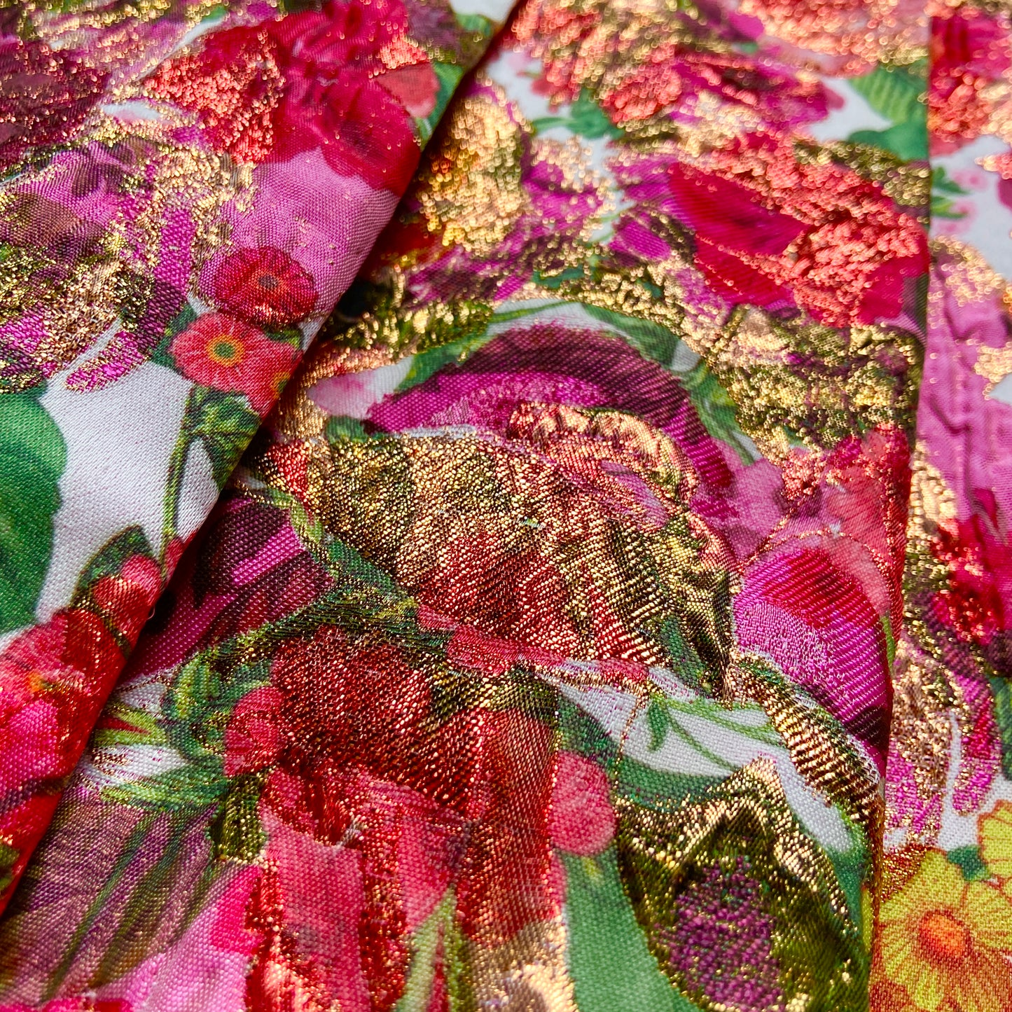 Comme des garçons ss20 floral jacquard gold pink round skirt 31