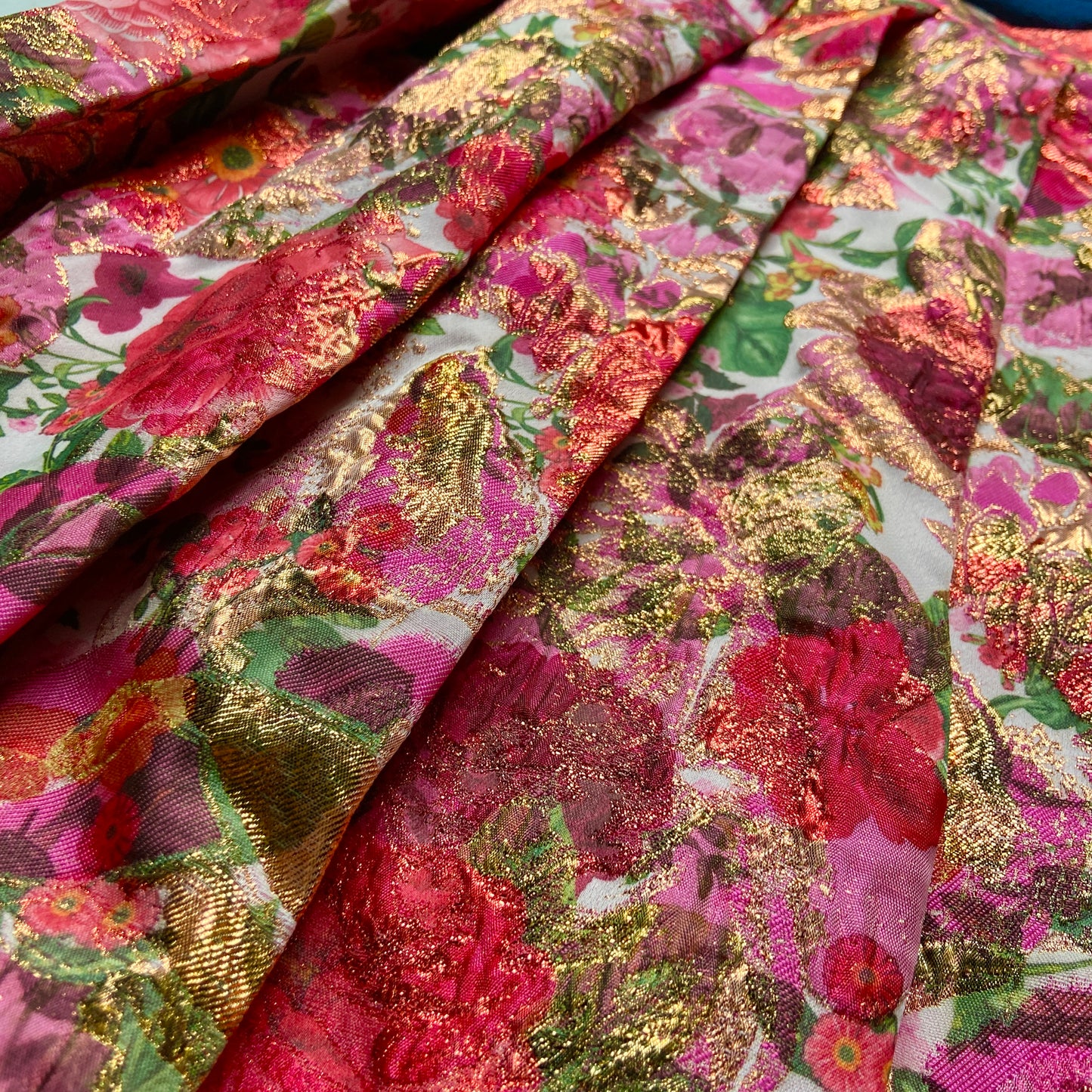 Comme des garçons ss20 floral jacquard gold pink round skirt 31