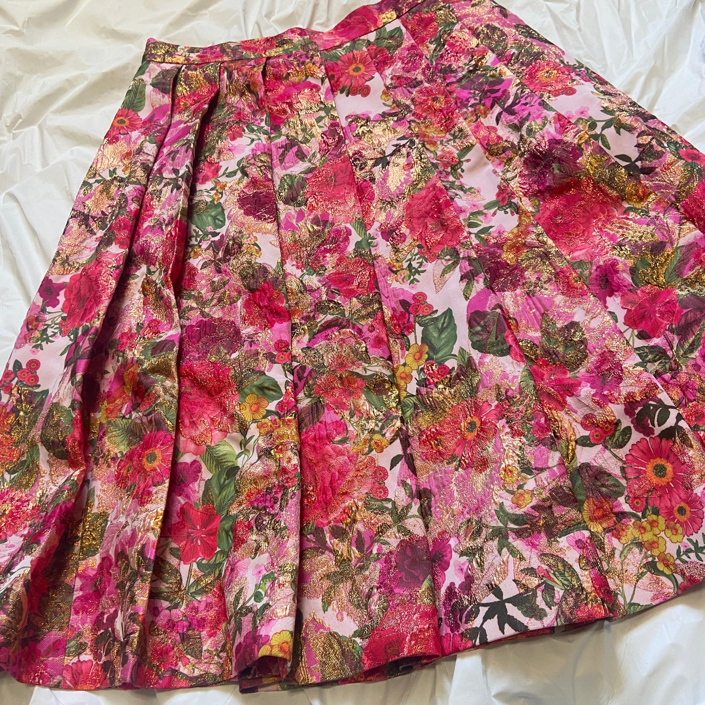 Comme des garçons ss20 floral jacquard gold pink round skirt 31