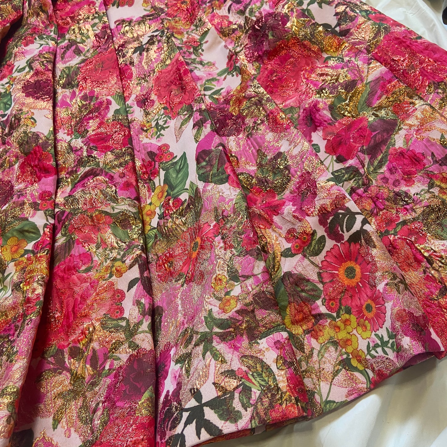 Comme des garçons ss20 floral jacquard gold pink round skirt 31