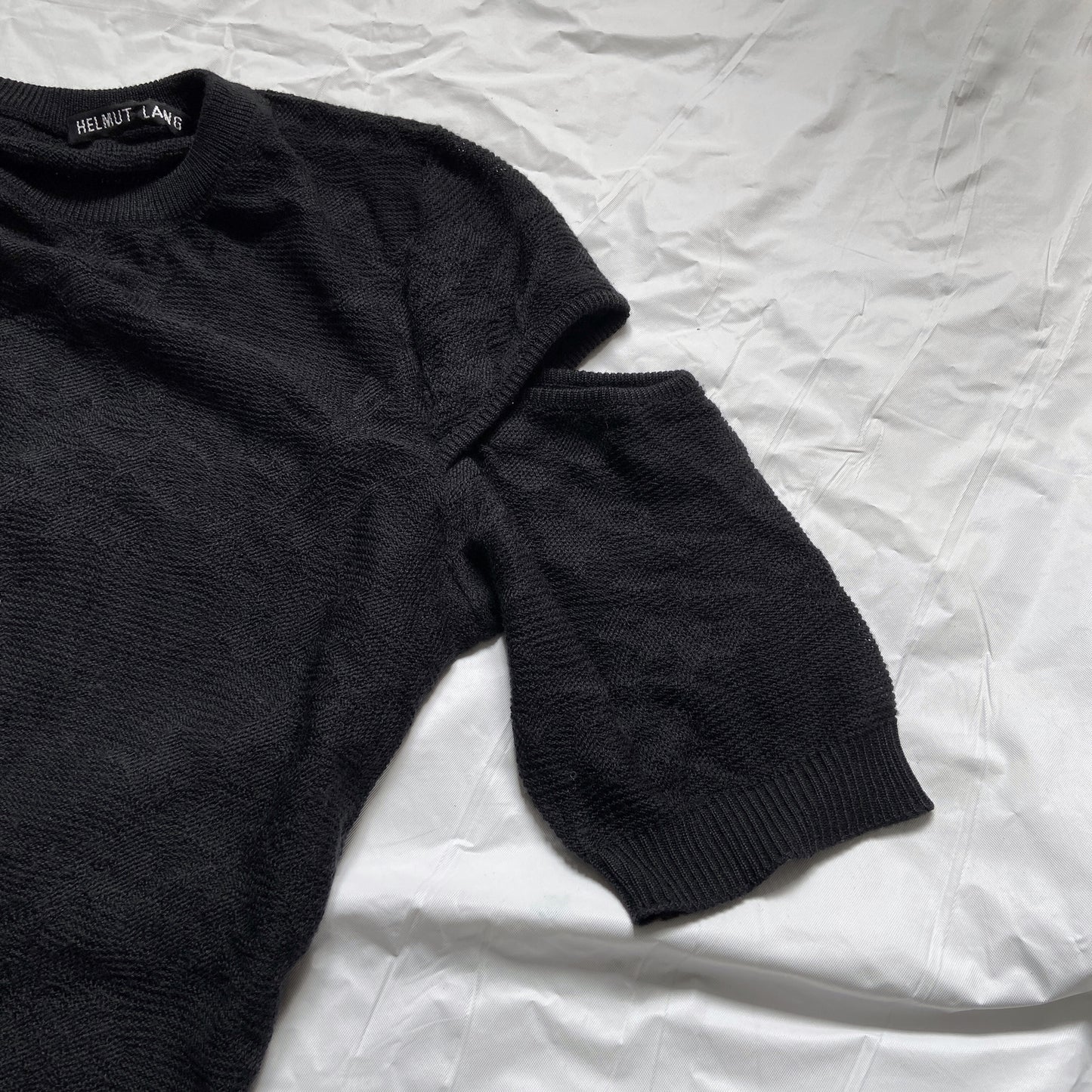 Helmut Lang spring 1996 floral knit one shoulder top M