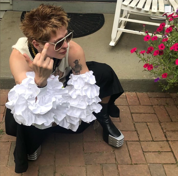 Comme des garçons ss20 ruffles flower arm sleeve