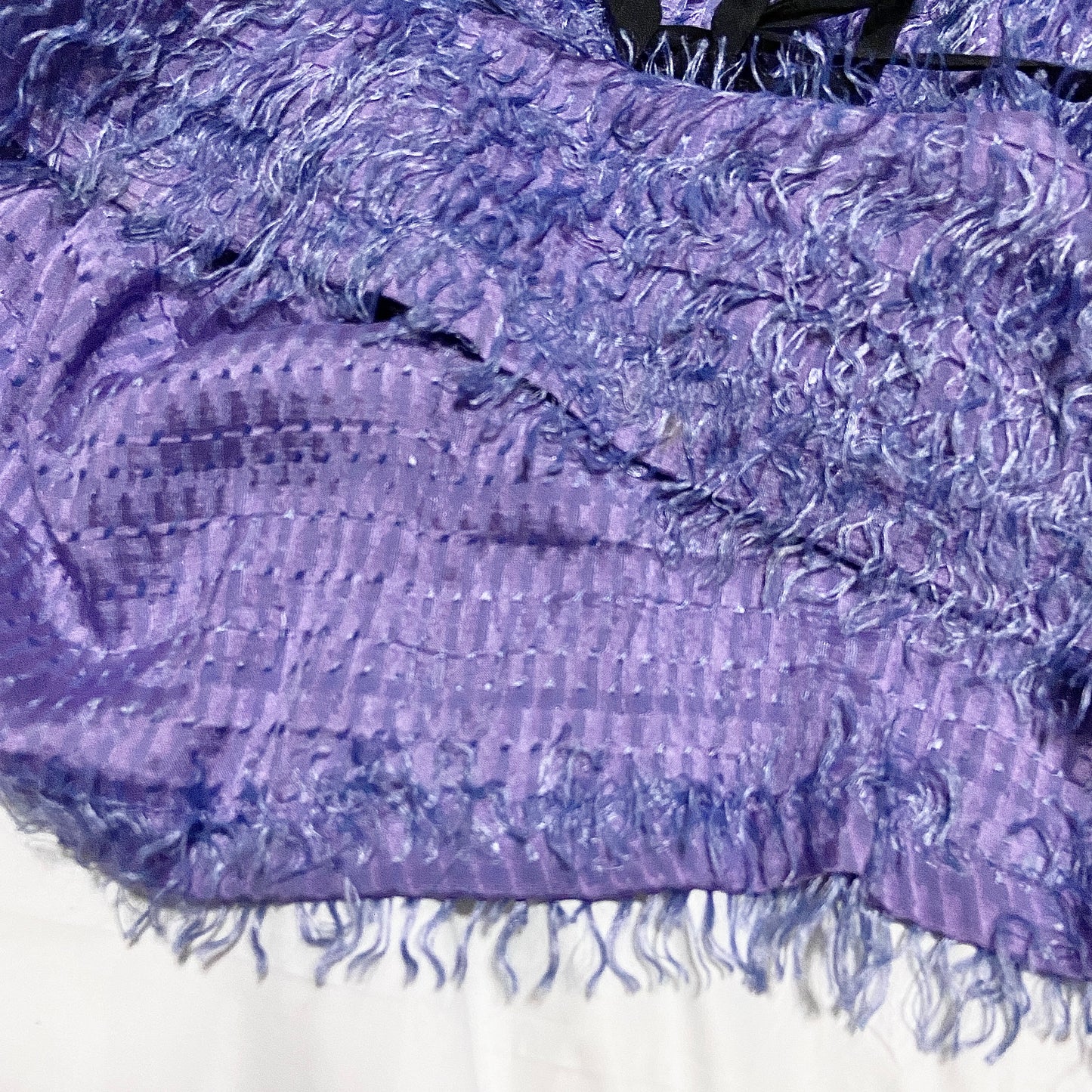 Ann Demeulemeester fall 2008 purple fur like fringe silk dress 36