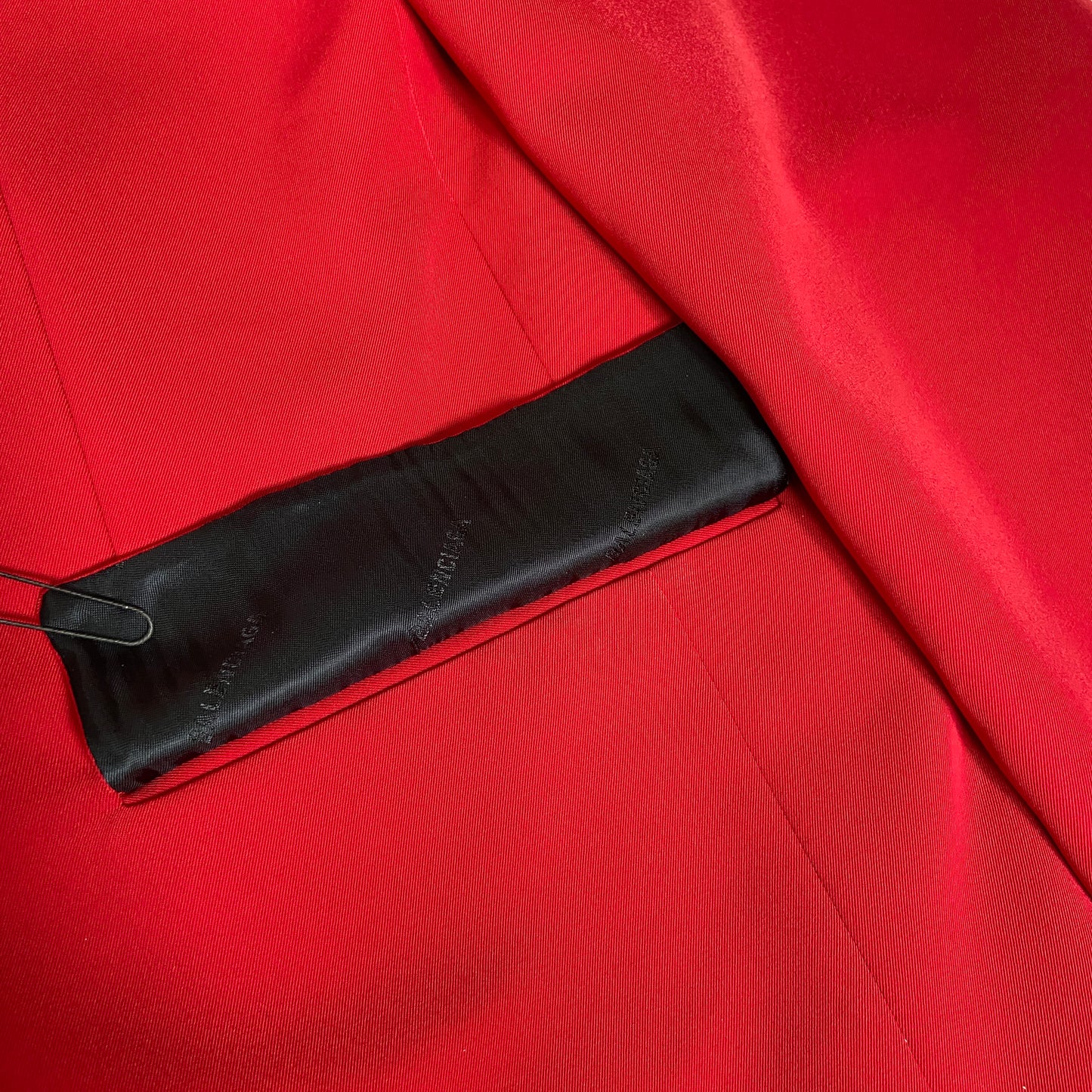 Balenciaga Bwnt ss19 runway set red 80s boxy shoulder blazer pants suit set 44