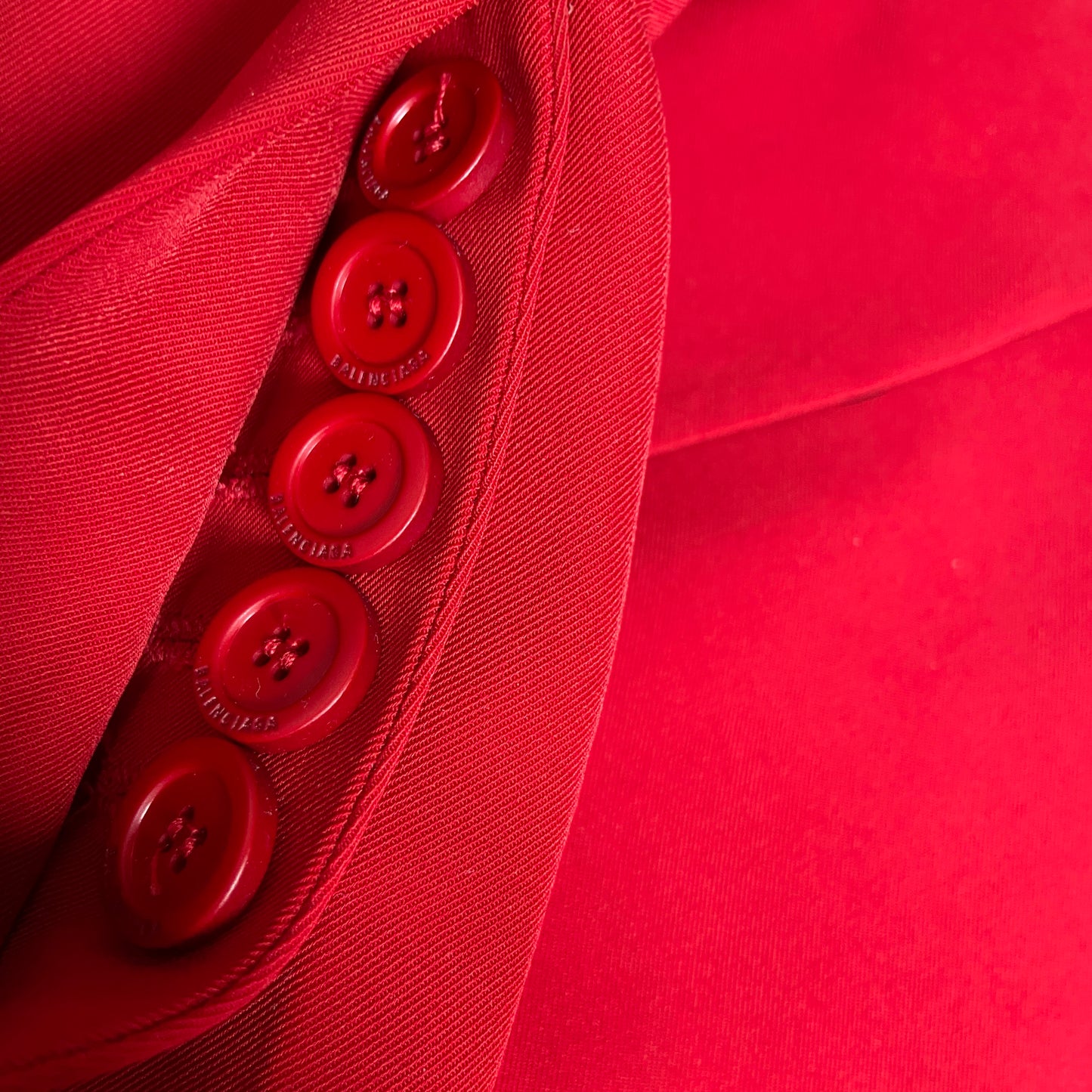 Balenciaga Bwnt ss19 runway set red 80s boxy shoulder blazer pants suit set 44