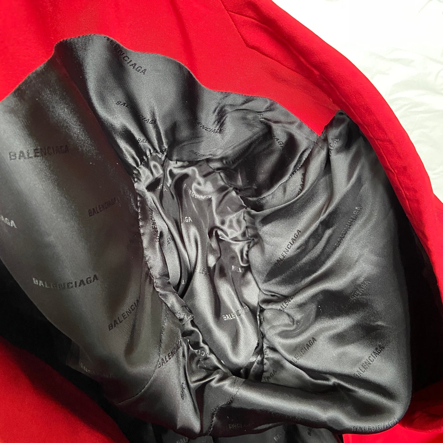 Balenciaga Bwnt ss19 runway set red 80s boxy shoulder blazer pants suit set 44