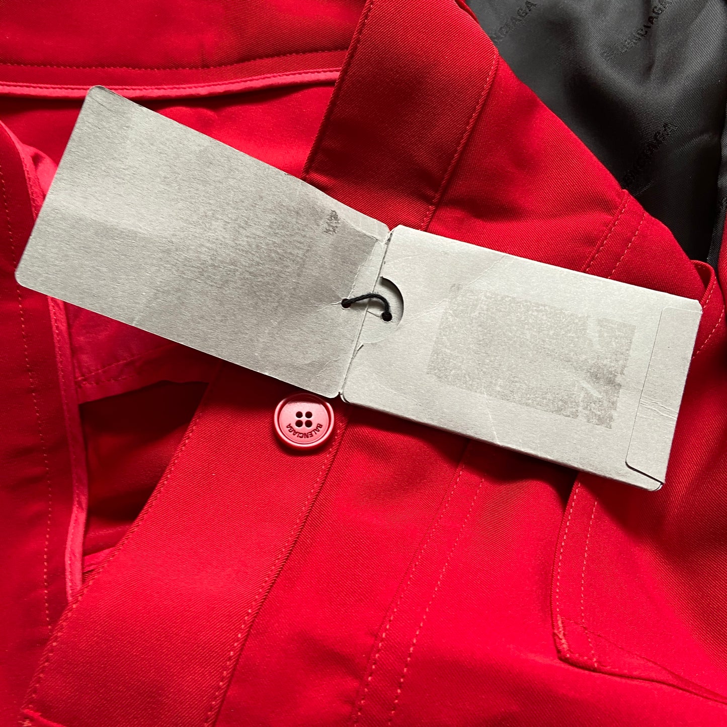 Balenciaga Bwnt ss19 runway set red 80s boxy shoulder blazer pants suit set 44