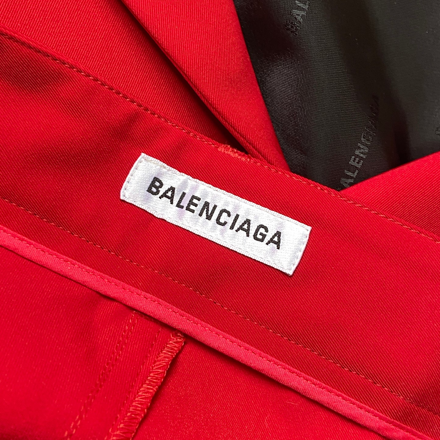 Balenciaga Bwnt ss19 runway set red 80s boxy shoulder blazer pants suit set 44