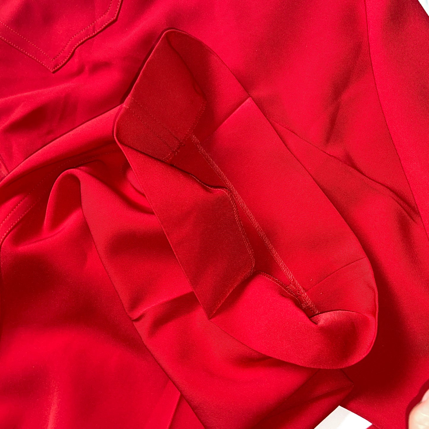 Balenciaga Bwnt ss19 runway set red 80s boxy shoulder blazer pants suit set 44