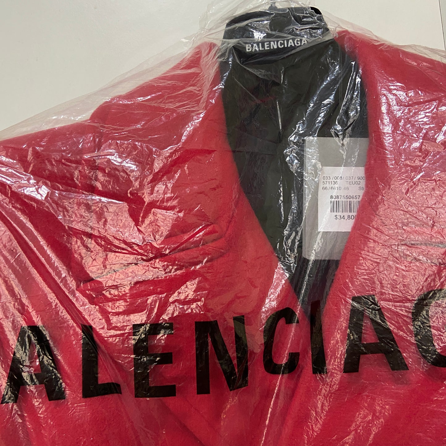 Balenciaga Ss19 runway 80s boxy shoulder red camel wool coat jacket 46