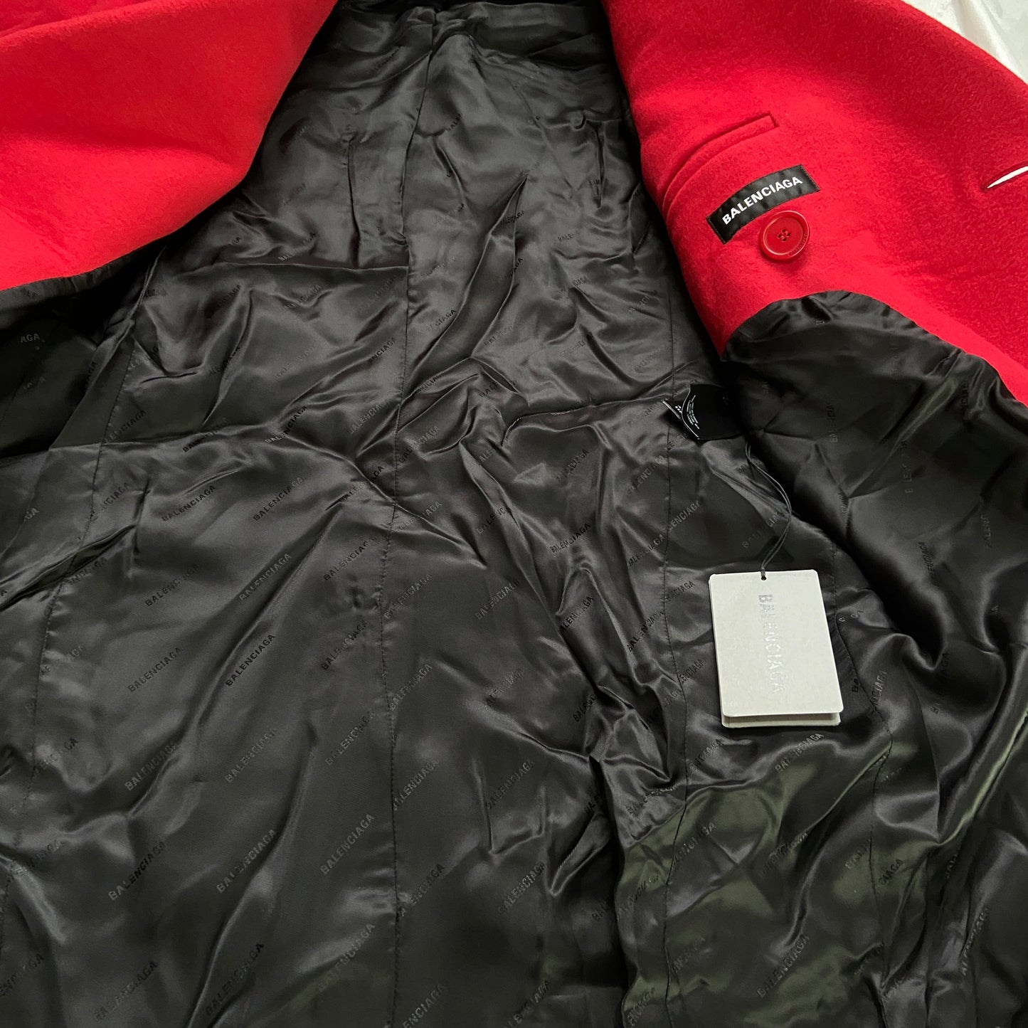 Balenciaga Ss19 runway 80s boxy shoulder red camel wool coat jacket 44