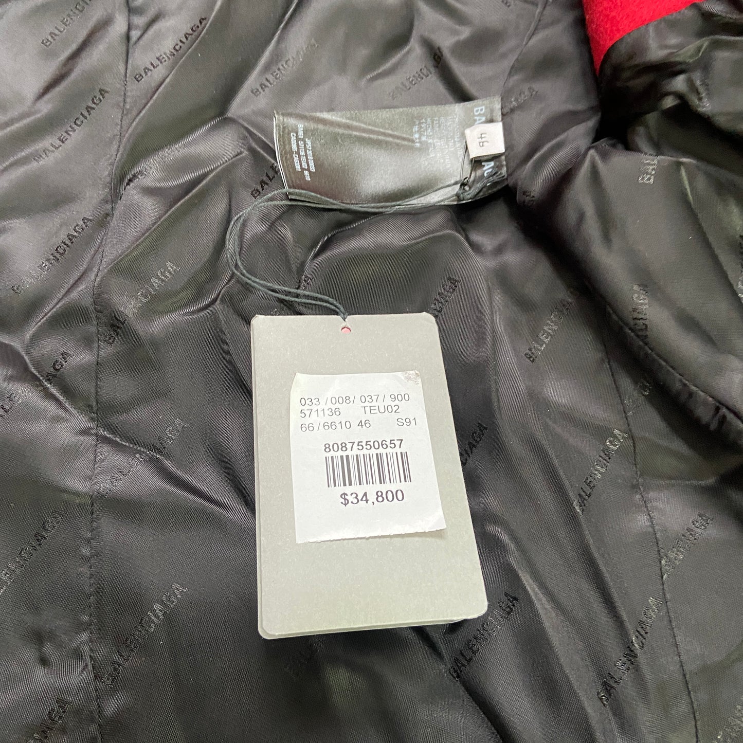 Balenciaga Ss19 runway 80s boxy shoulder red camel wool coat jacket 46