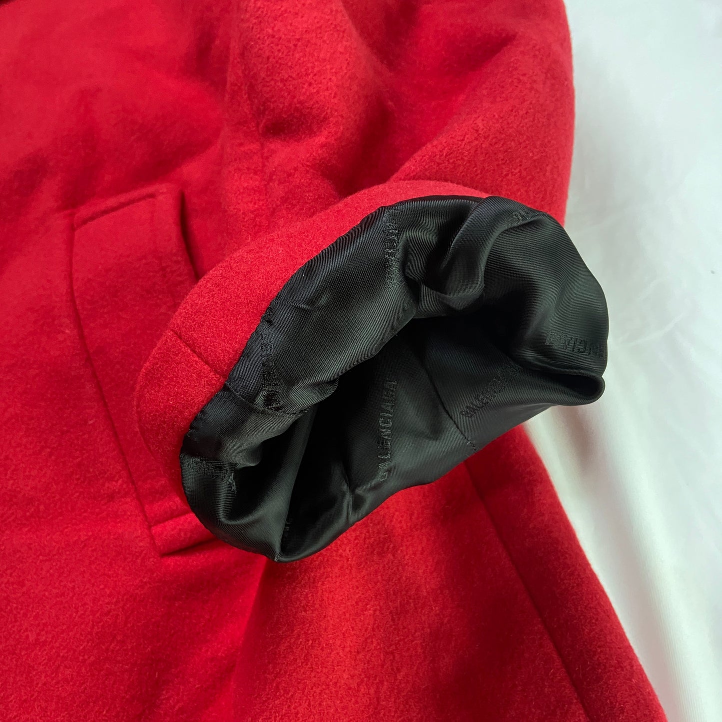 Balenciaga Ss19 runway 80s boxy shoulder red camel wool coat jacket 44