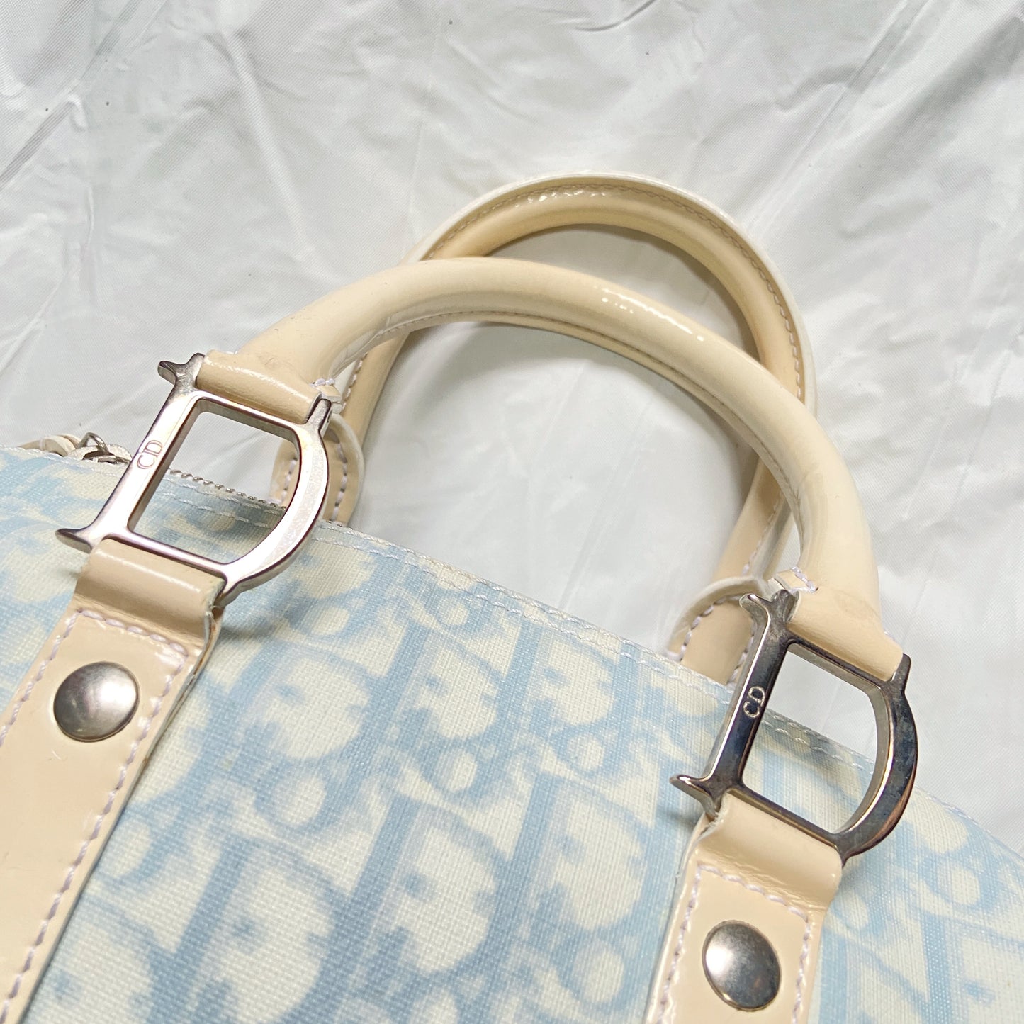 Christian Dior Galliano Spring 2005 Baby Blue Trotter Bowler Bag