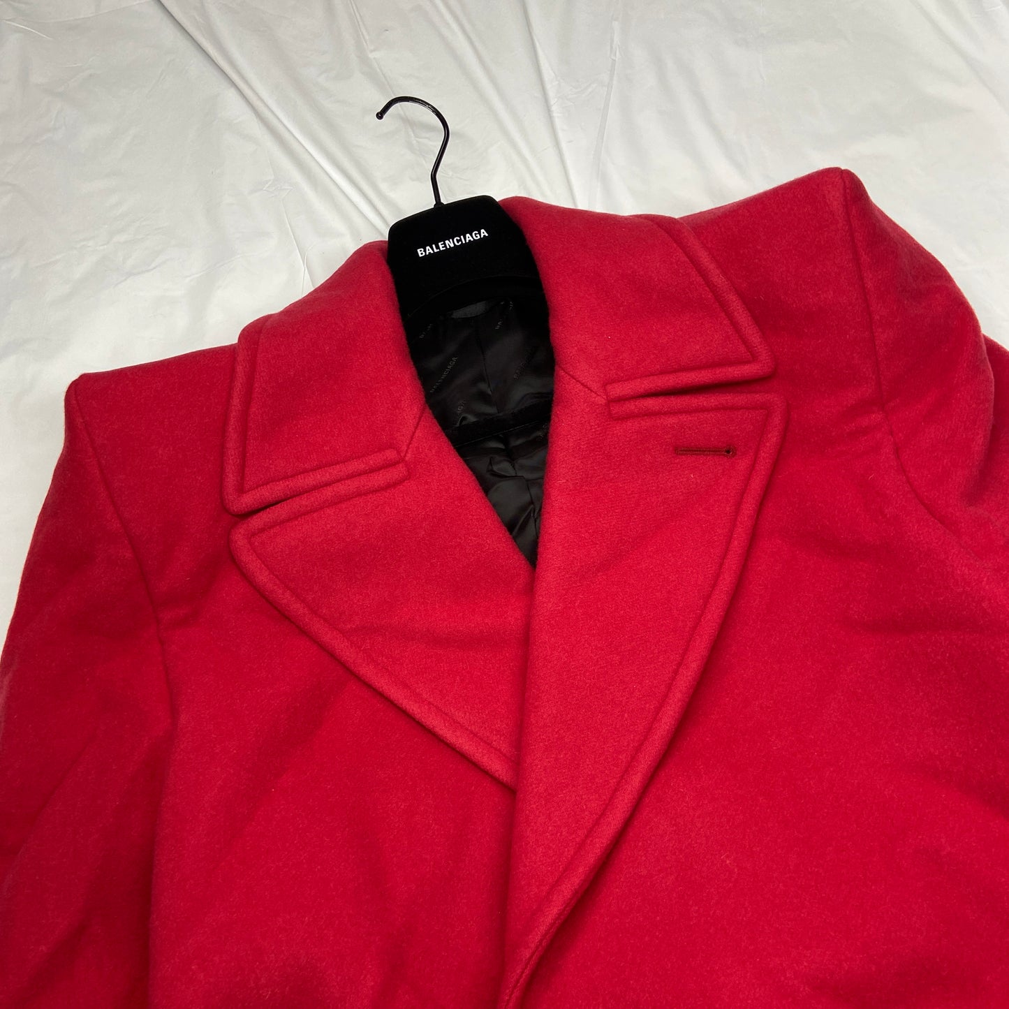 Balenciaga Ss19 runway 80s boxy shoulder red camel wool coat jacket 46