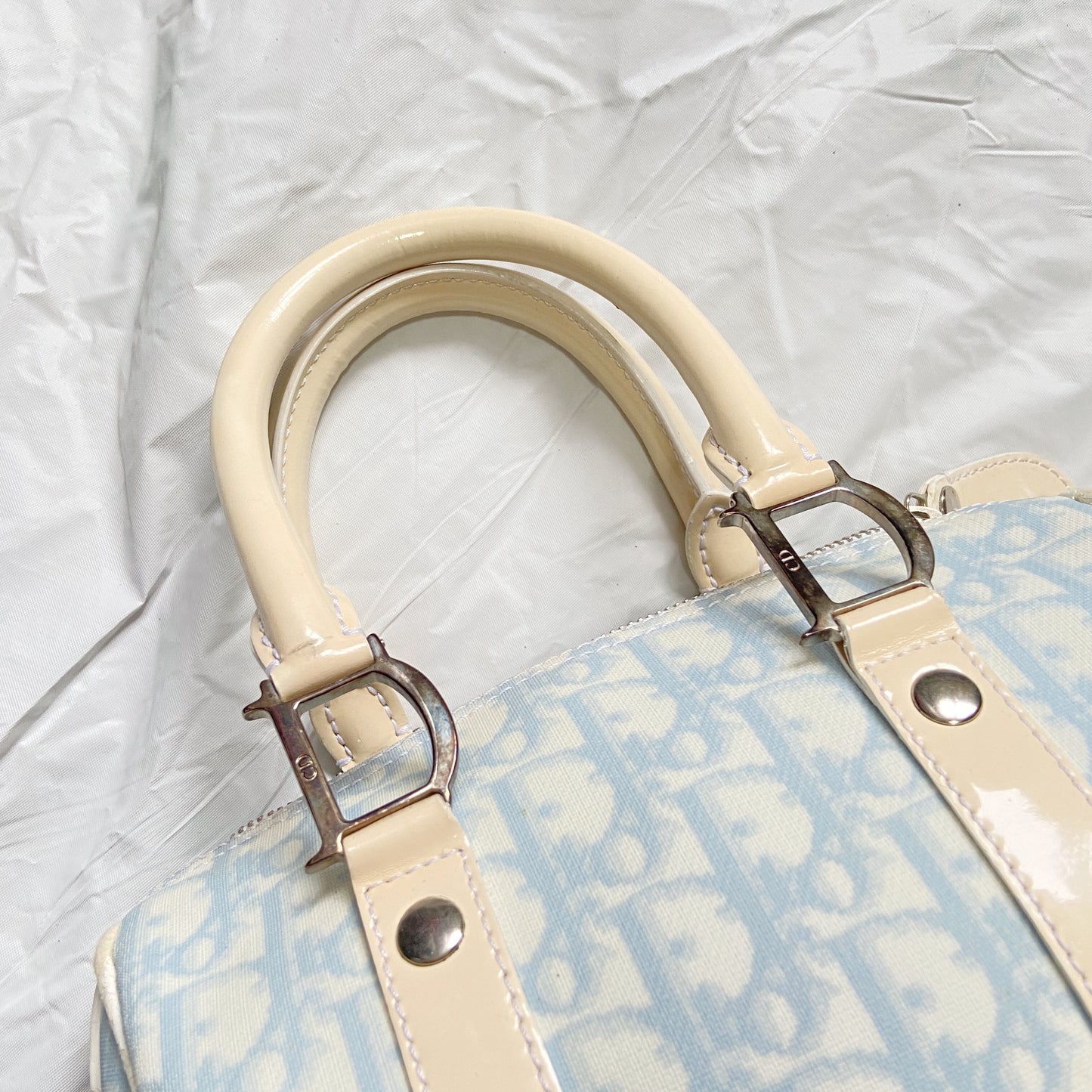 Christian Dior Galliano Spring 2005 Baby Blue Trotter Bowler Bag
