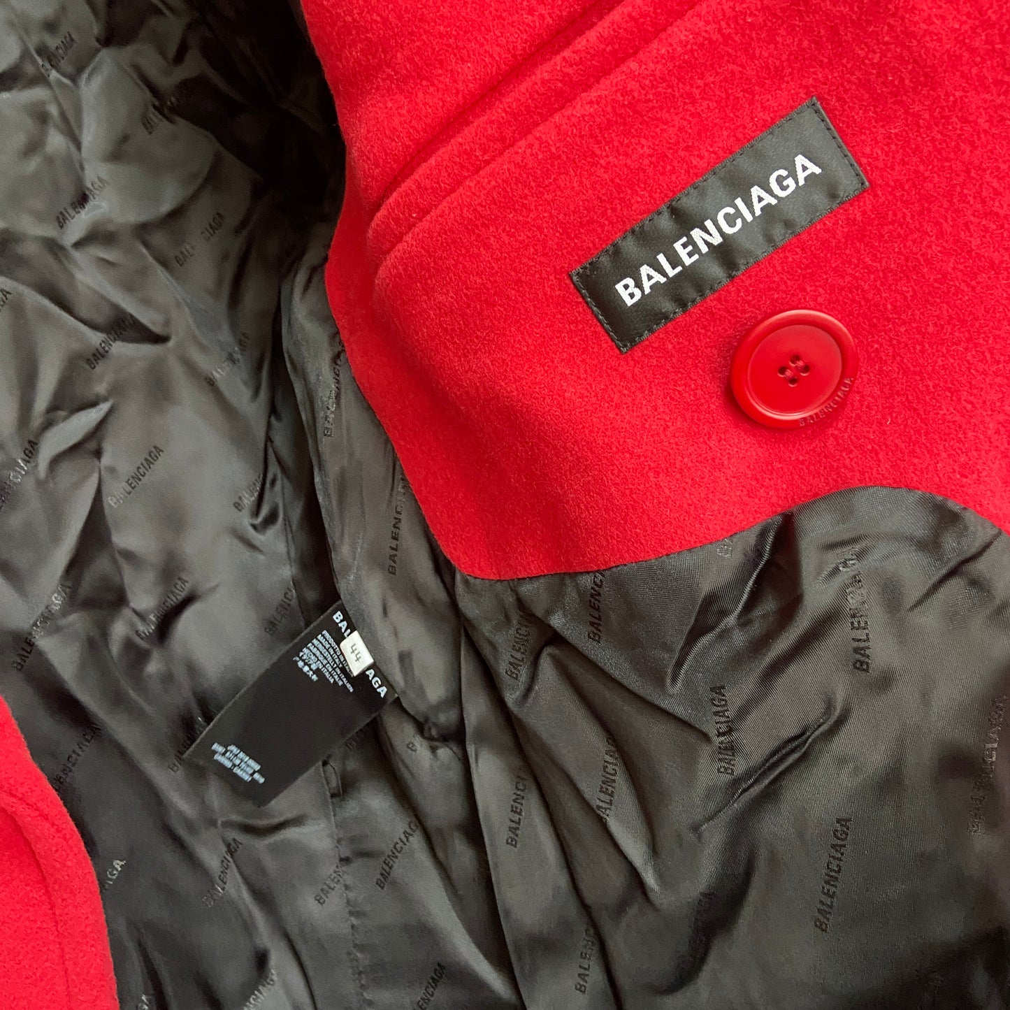 Balenciaga Ss19 runway 80s boxy shoulder red camel wool coat jacket 44