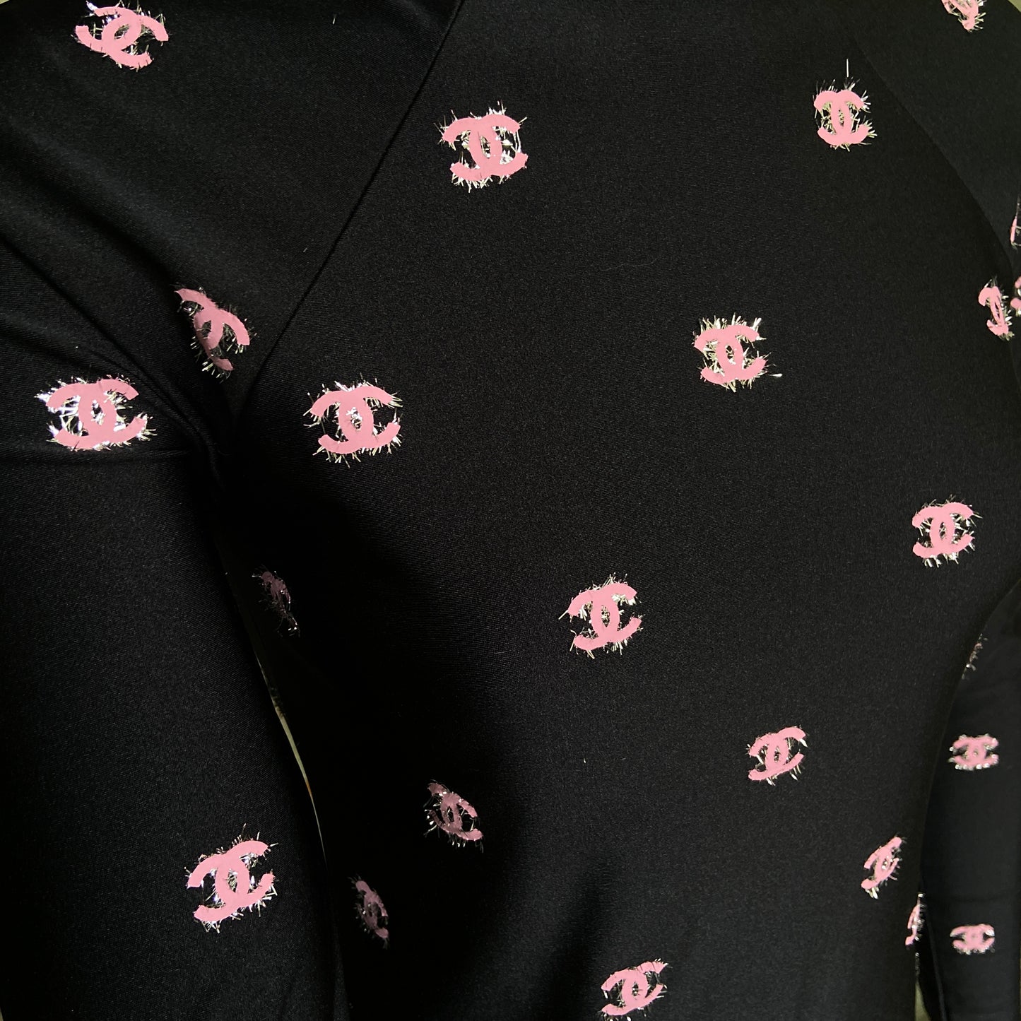 Chanel pink logo stretch top 38