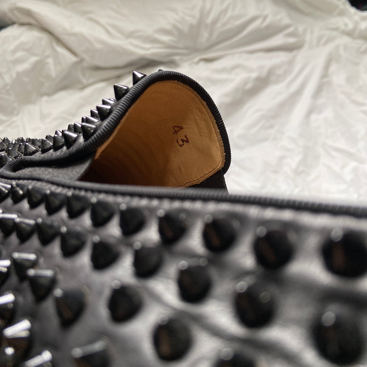 Christian Louboutin triple black spike slip on 43