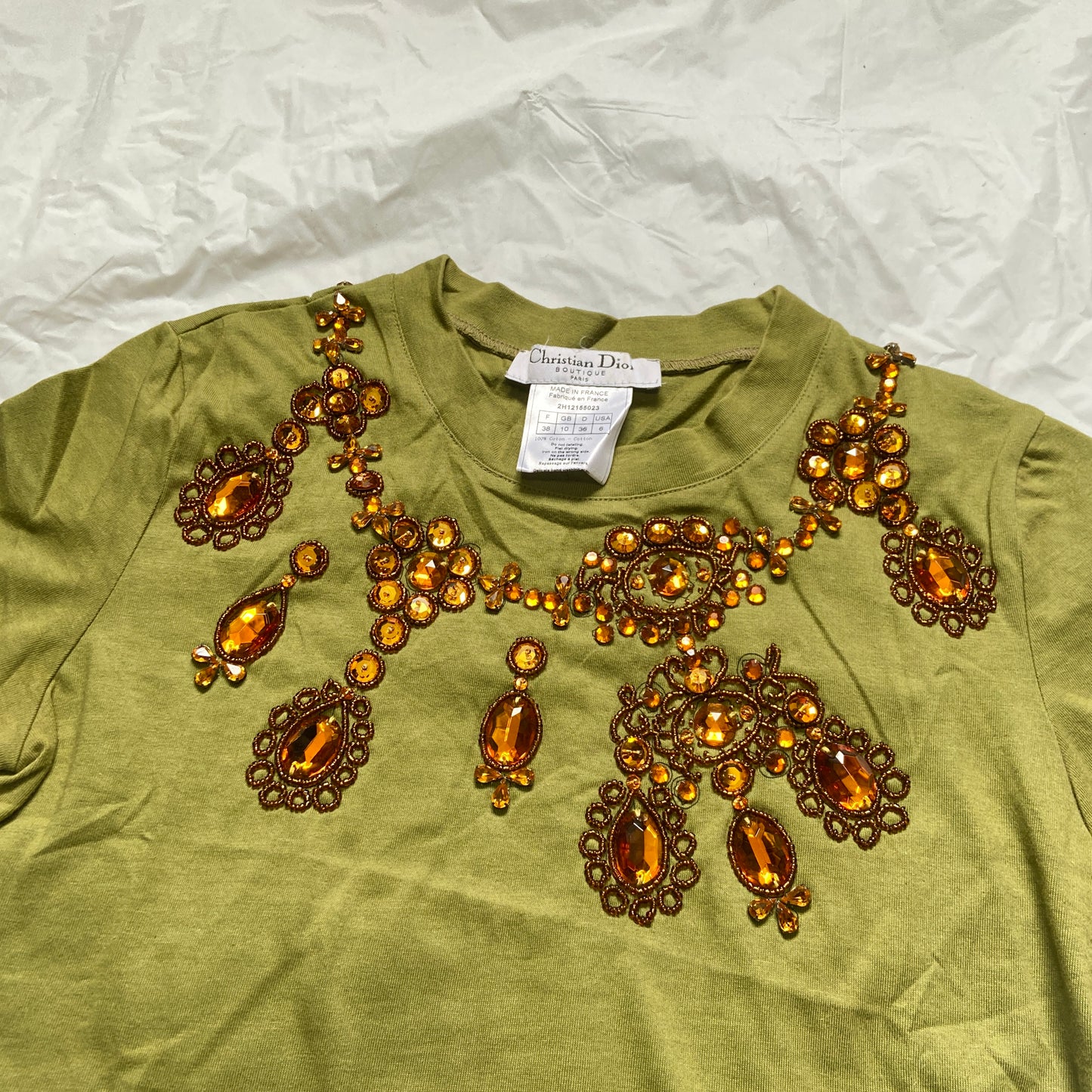 Dior Fall 2002 Galliano Swaroski crystal trompe l’oeil necklace tee