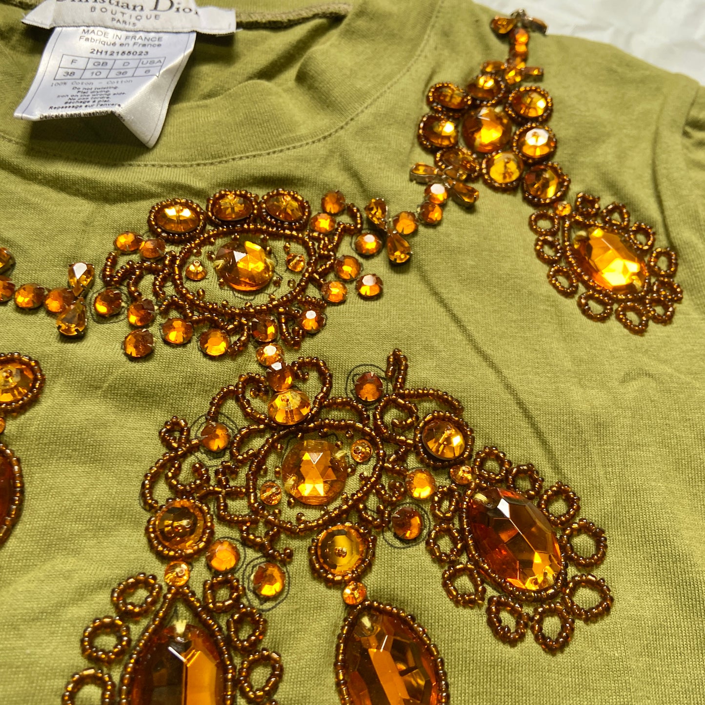 Dior Fall 2002 Galliano Swaroski crystal trompe l’oeil necklace tee
