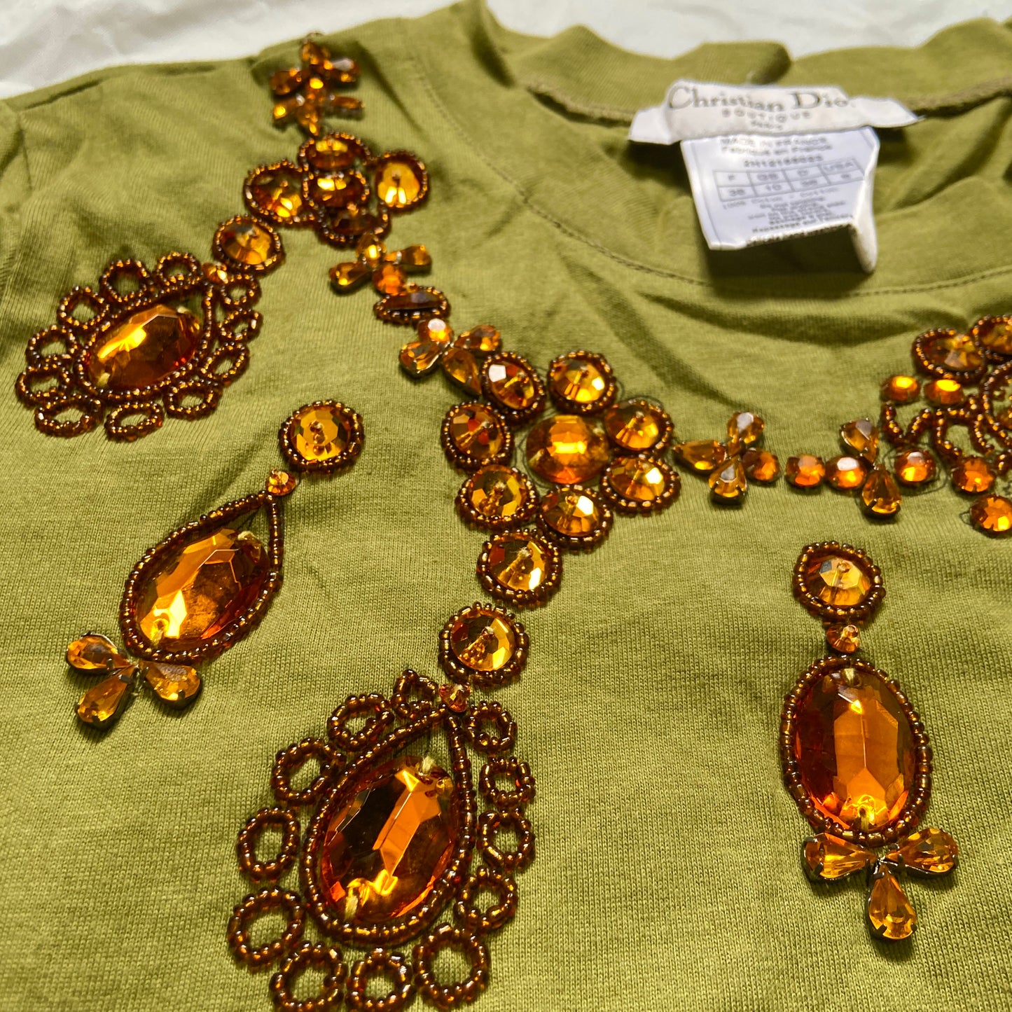 Dior Fall 2002 Galliano Swaroski crystal trompe l’oeil necklace tee