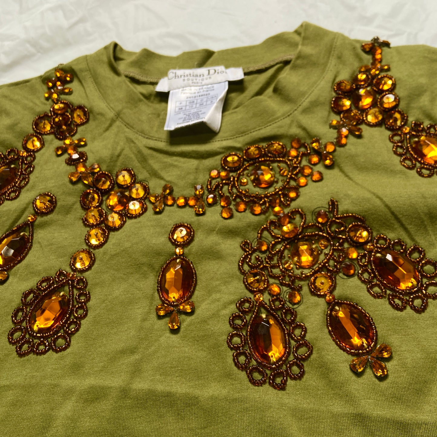 Dior Fall 2002 Galliano Swaroski crystal trompe l’oeil necklace tee