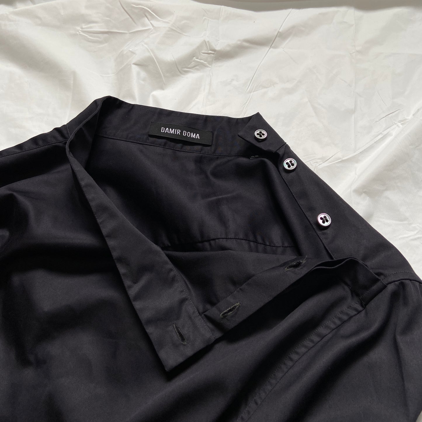 Damir domar black cut sleeve slave collar shirt 48