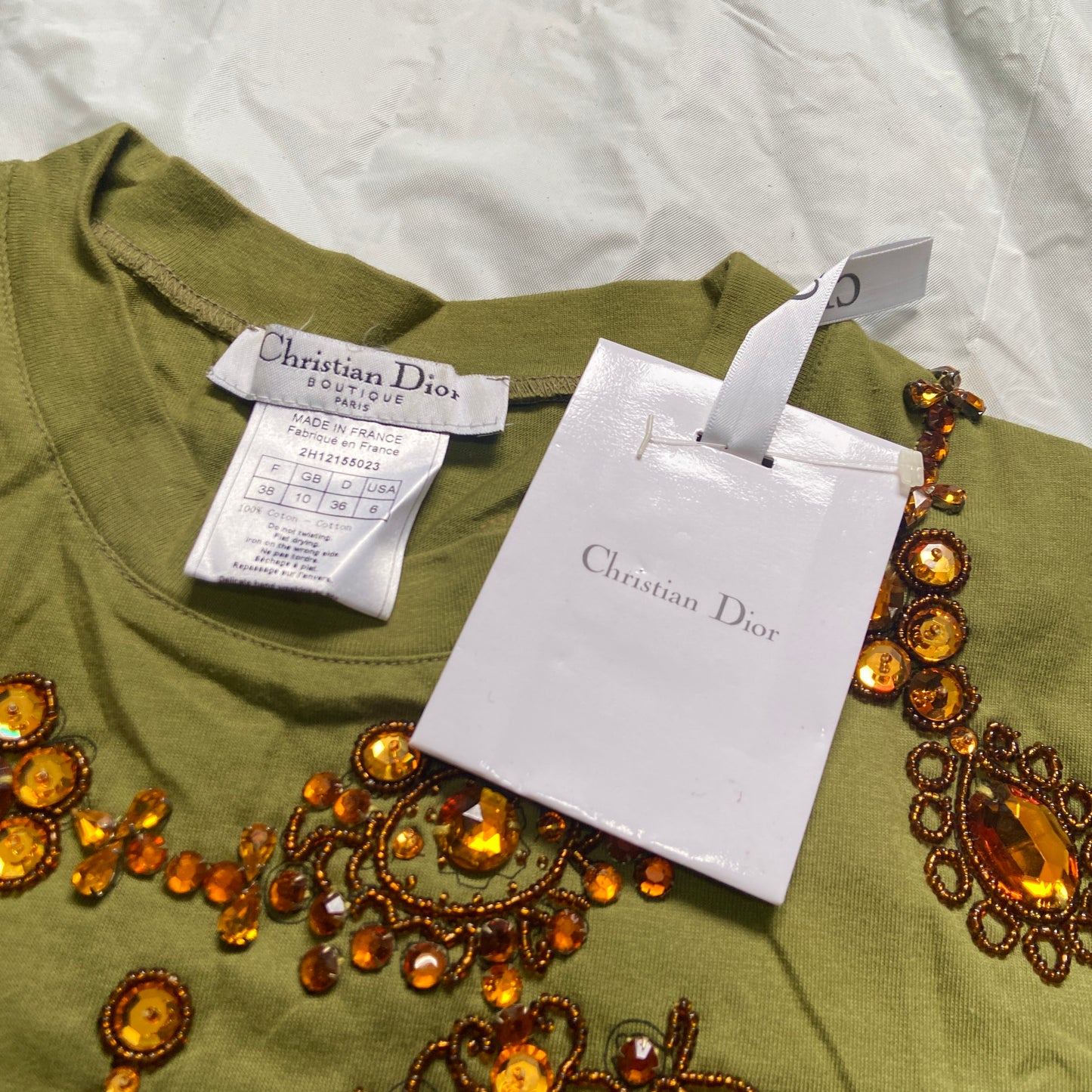 Dior Fall 2002 Galliano Swaroski crystal trompe l’oeil necklace tee