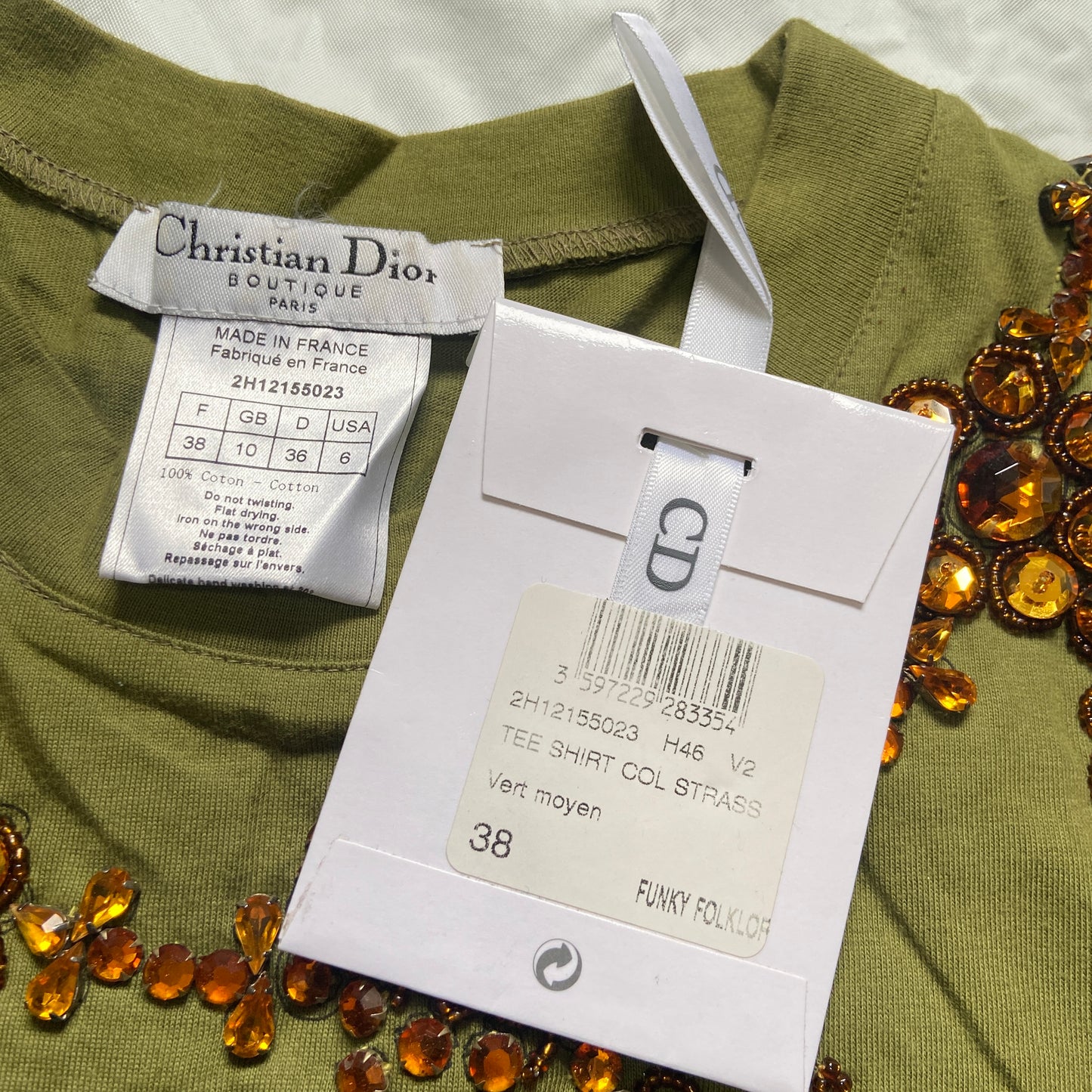 Dior Fall 2002 Galliano Swaroski crystal trompe l’oeil necklace tee