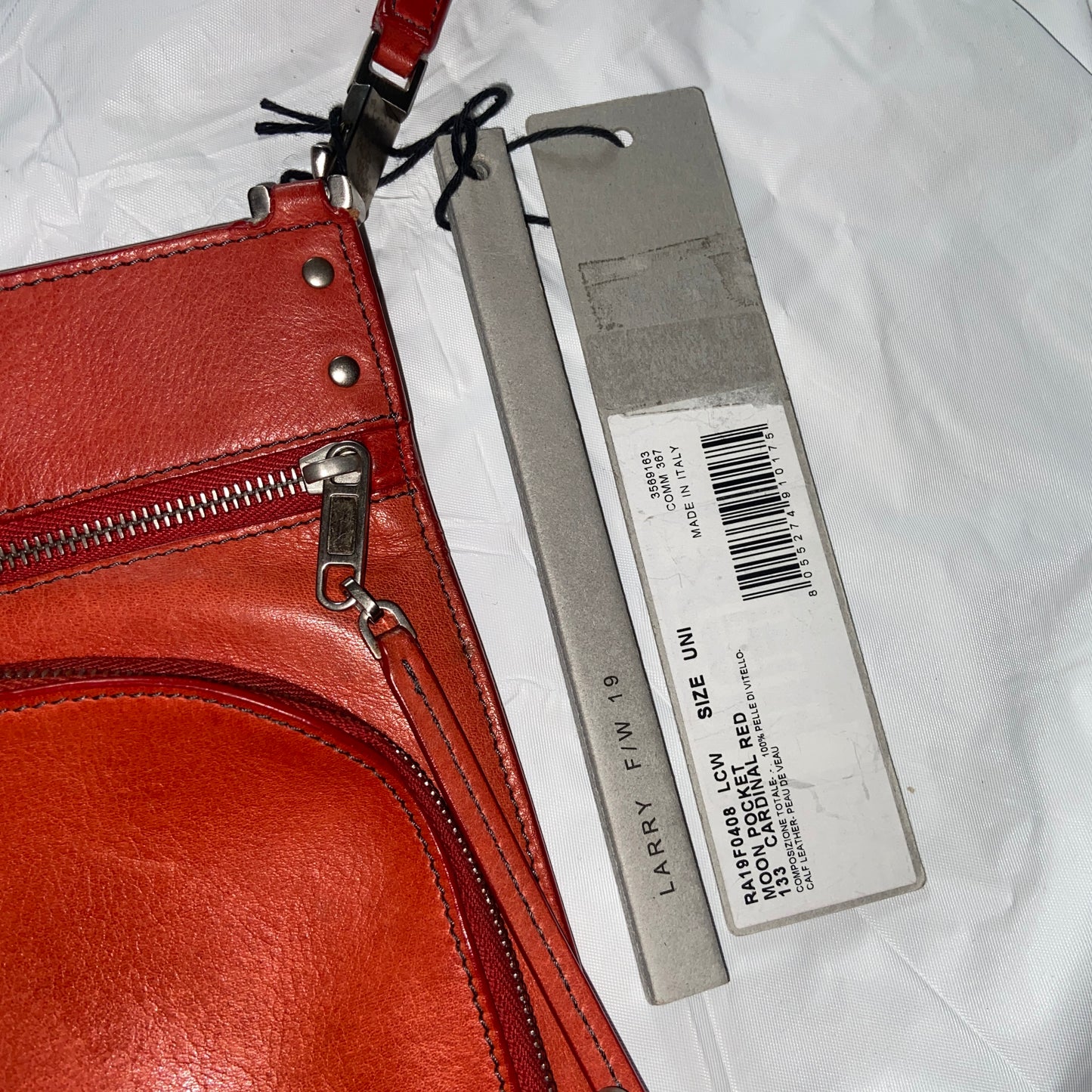 Rick owens cardinal red passport moon pocket sling bag