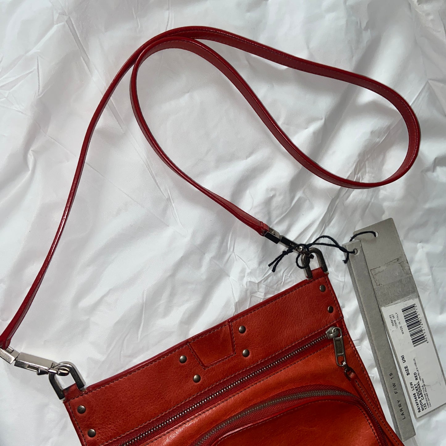 Rick owens cardinal red passport moon pocket sling bag