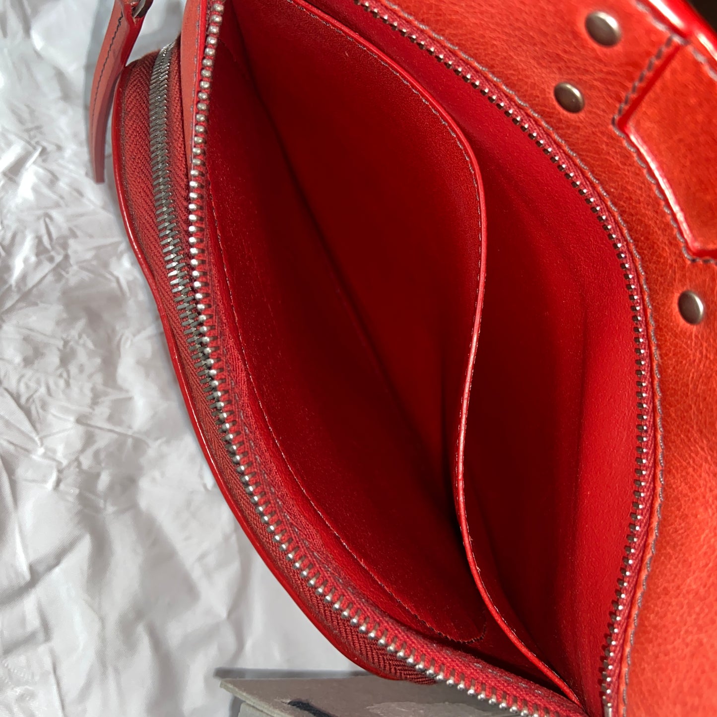 Rick owens cardinal red passport moon pocket sling bag